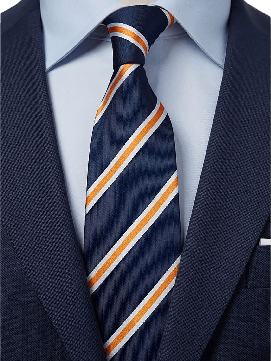 Randiga Slipsar, från John Henric, i färgen mörkblå & orange.