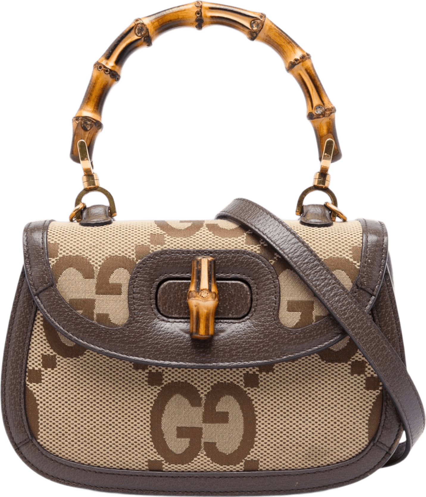 Gucci Small Jumbo Gg Canvas Bamboo 1947 Top Handle Bag, från Luxclusif, i färgen beige.