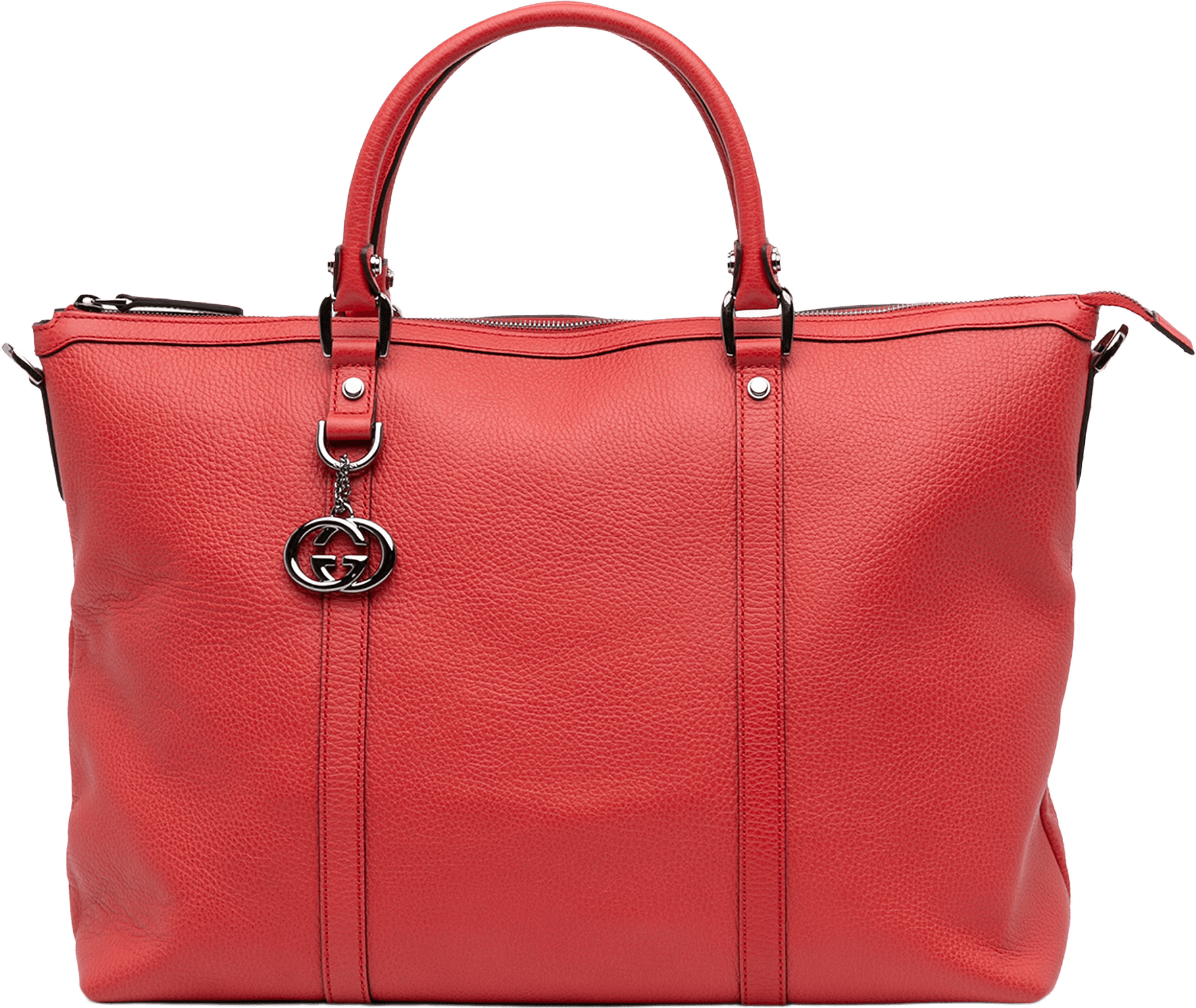 Gucci Leather Gg Charm Satchel, från Luxclusif, i färgen red.