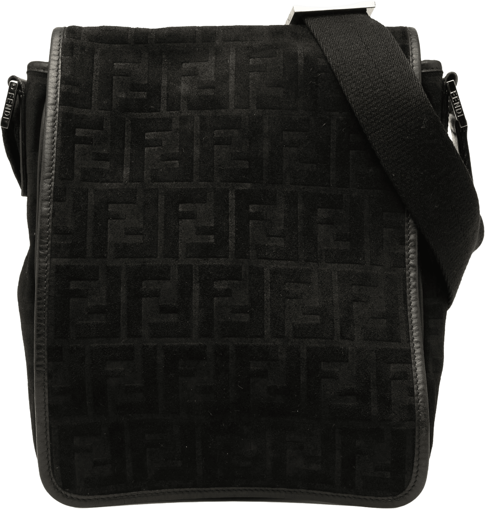 Fendi Zucca Suede Crossbody, från Luxclusif, i färgen black.