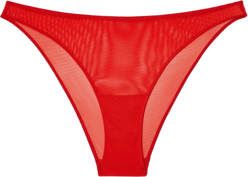 Mesh Bikini Briefs, från Understatement, i färgen fiery red.