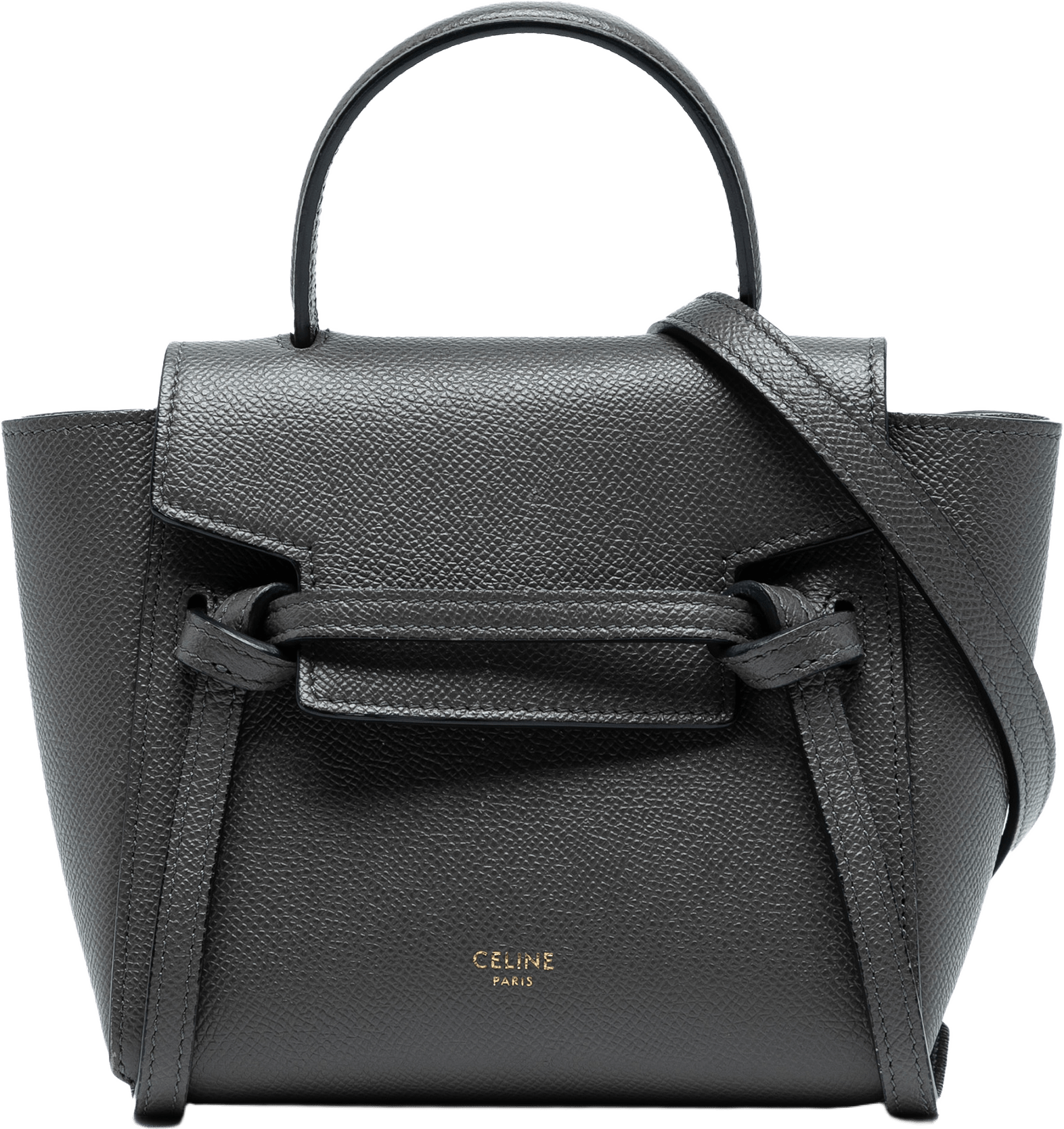 Celine Pico Grained Calfskin Belt Bag, från Luxclusif, i färgen dark gray.
