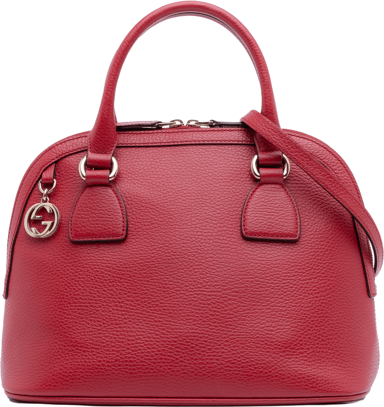 Gucci Small Dollar Calfskin Gg Charm Dome Satchel, från Luxclusif, i färgen red.