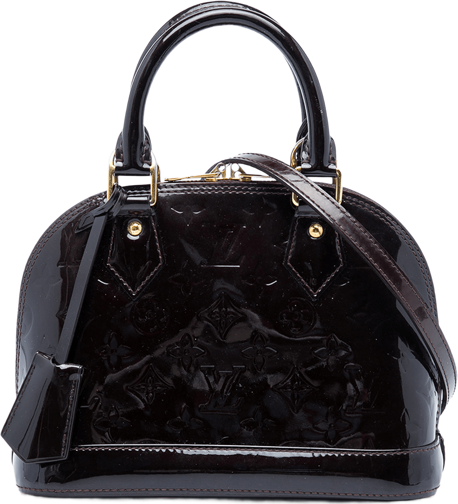 Louis Vuitton Monogram Vernis Alma Bb, från Luxclusif, i färgen purpur.