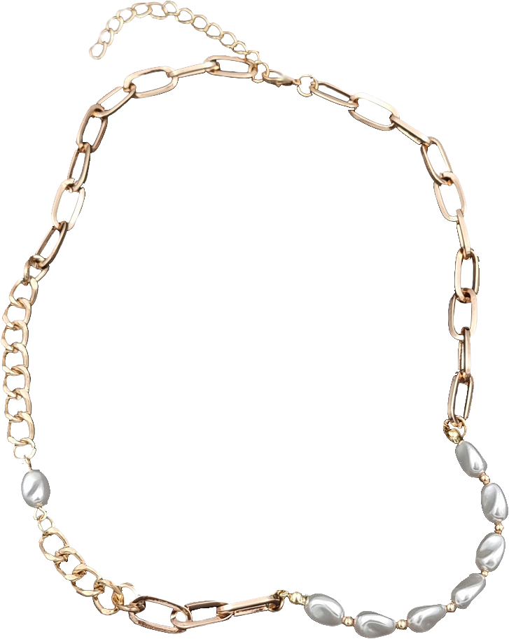 Kort Halsband Med Kedja Och Pärlor