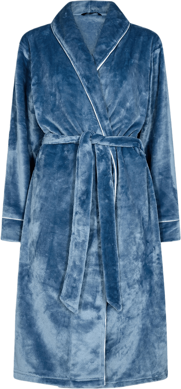 Lång Morgonrock | 100% Polyester | Blå