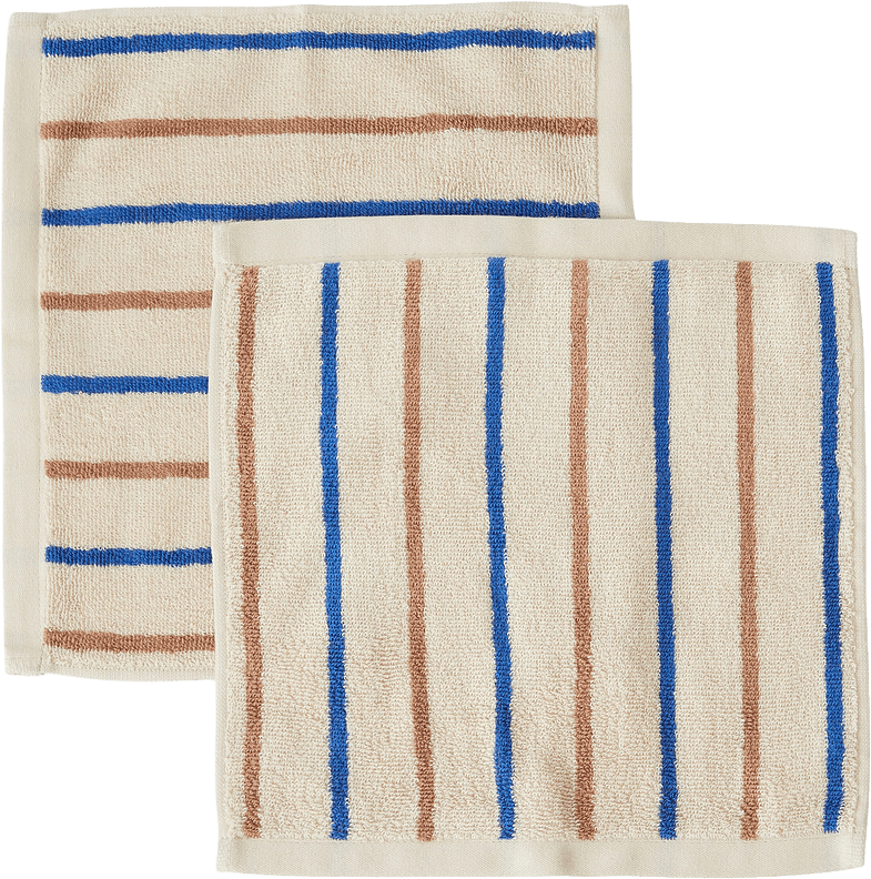 Raita Wash Cloth - Pack Of 2, från OYOY Living, i färgen caramel / optic blue.