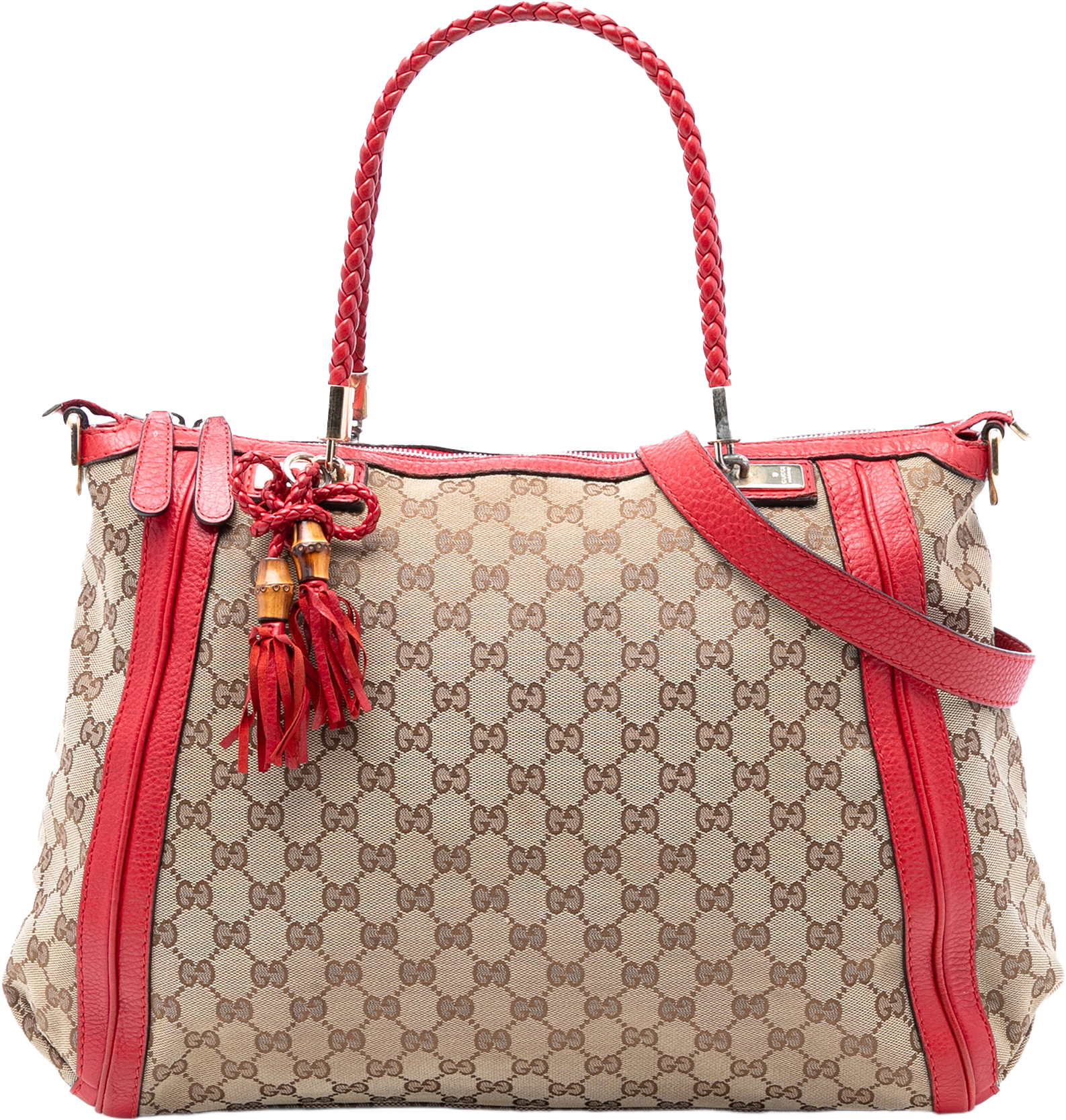 Gucci Large Gg Canvas Bella Satchel, från Luxclusif, i färgen beige.