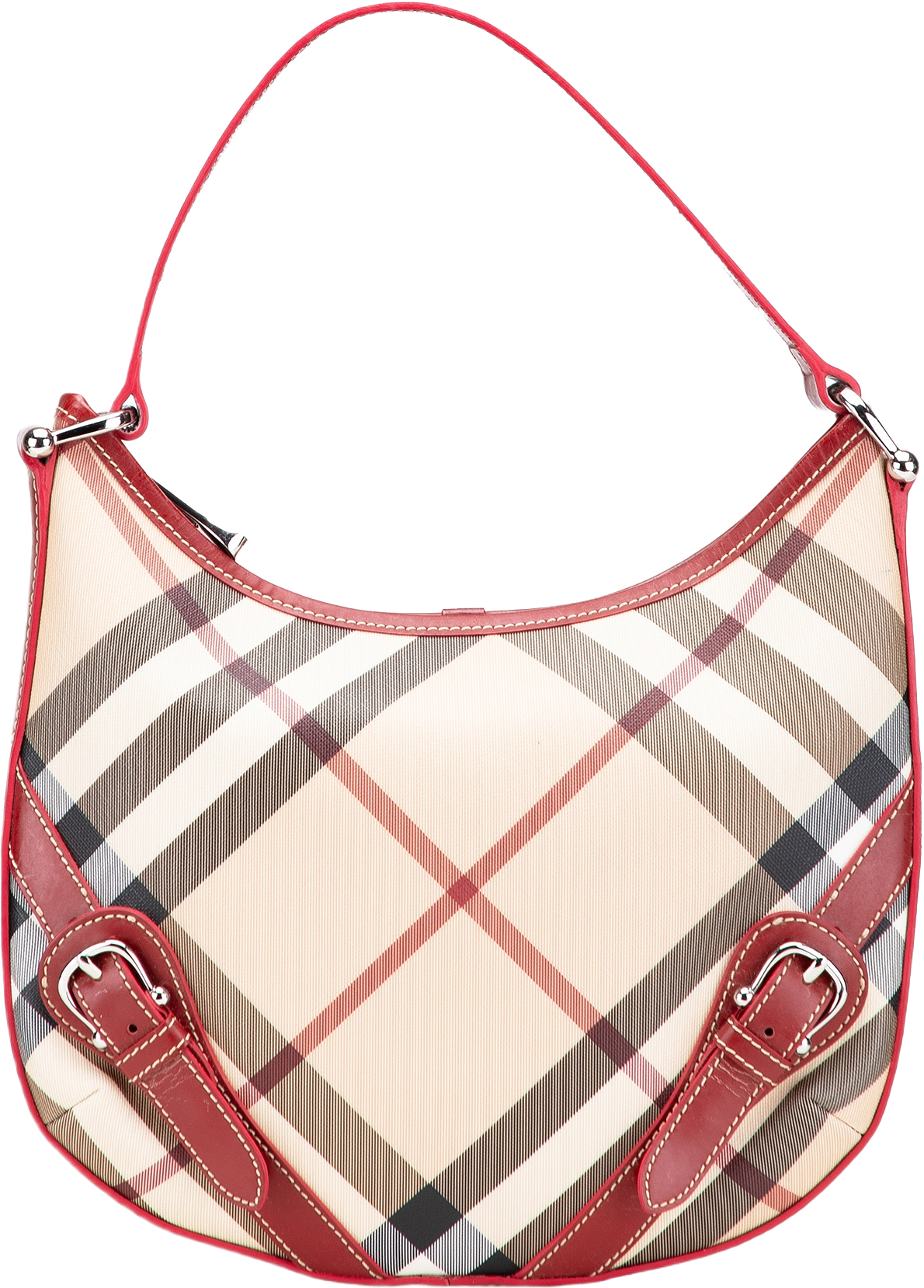 Burberry Supernova Check Coated Canvas Larkin Hobo, från Luxclusif, i färgen beige.