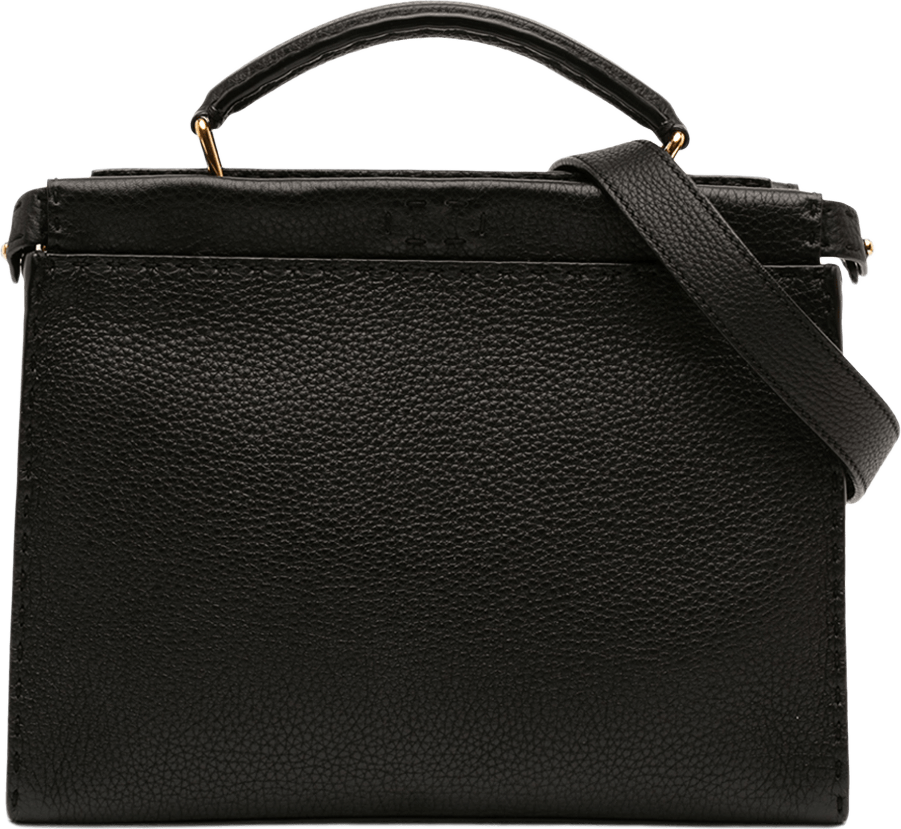 Fendi Mini Calfskin Romano Selleria Peekaboo Iconic Fit Satchel, från Luxclusif, i färgen black.