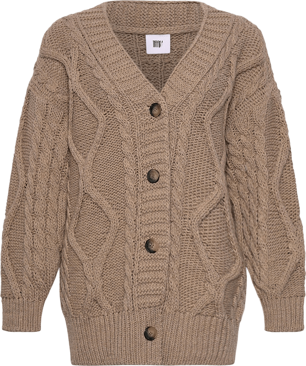 Carla, Long Cardigan Knit - Beige, från Tiffany, i färgen beige.