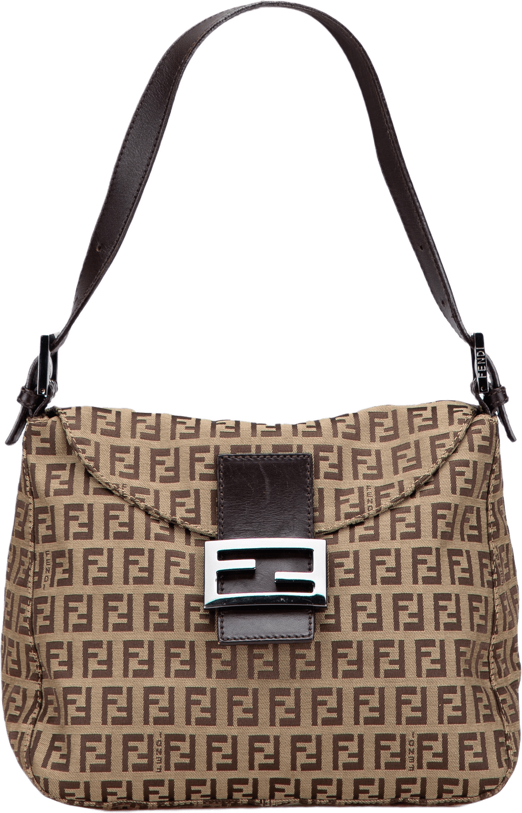 Fendi Zucchino Canvas Double Flap Mamma, från Luxclusif, i färgen beige.