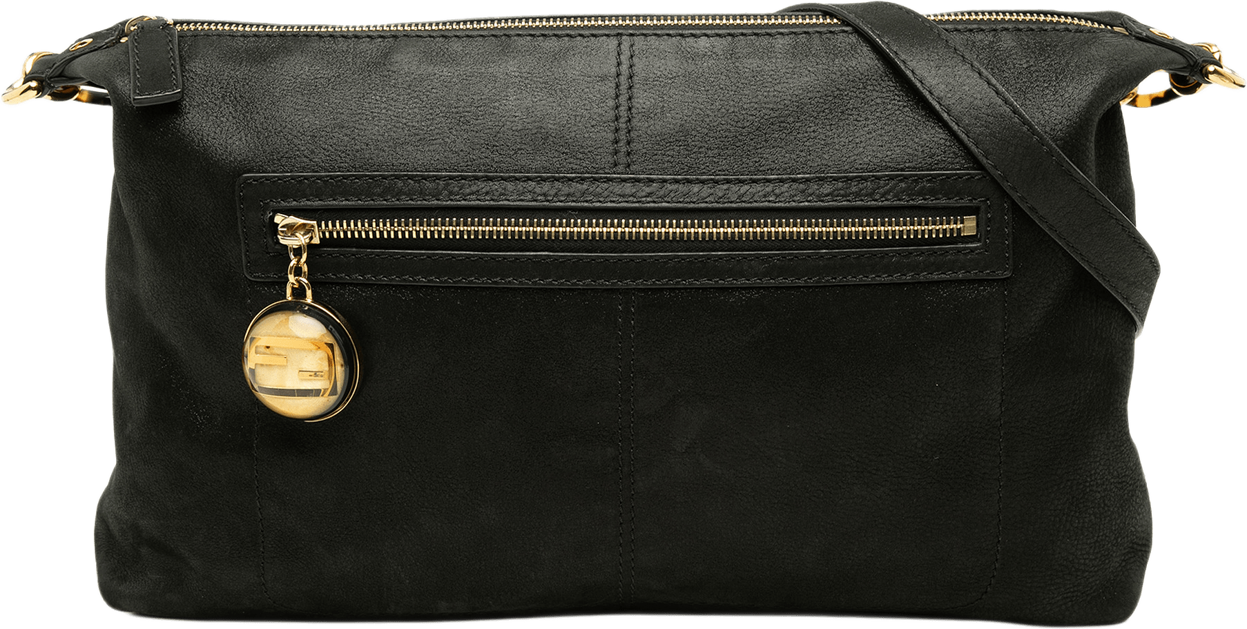 Fendi Metallic Calfskin Vitello Savana Forever Crossbody, från Luxclusif, i färgen svart.