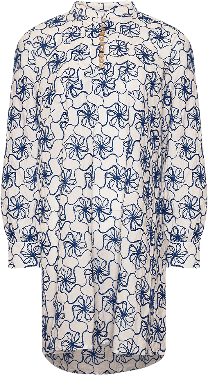 Karene Dress - White Blue Combo