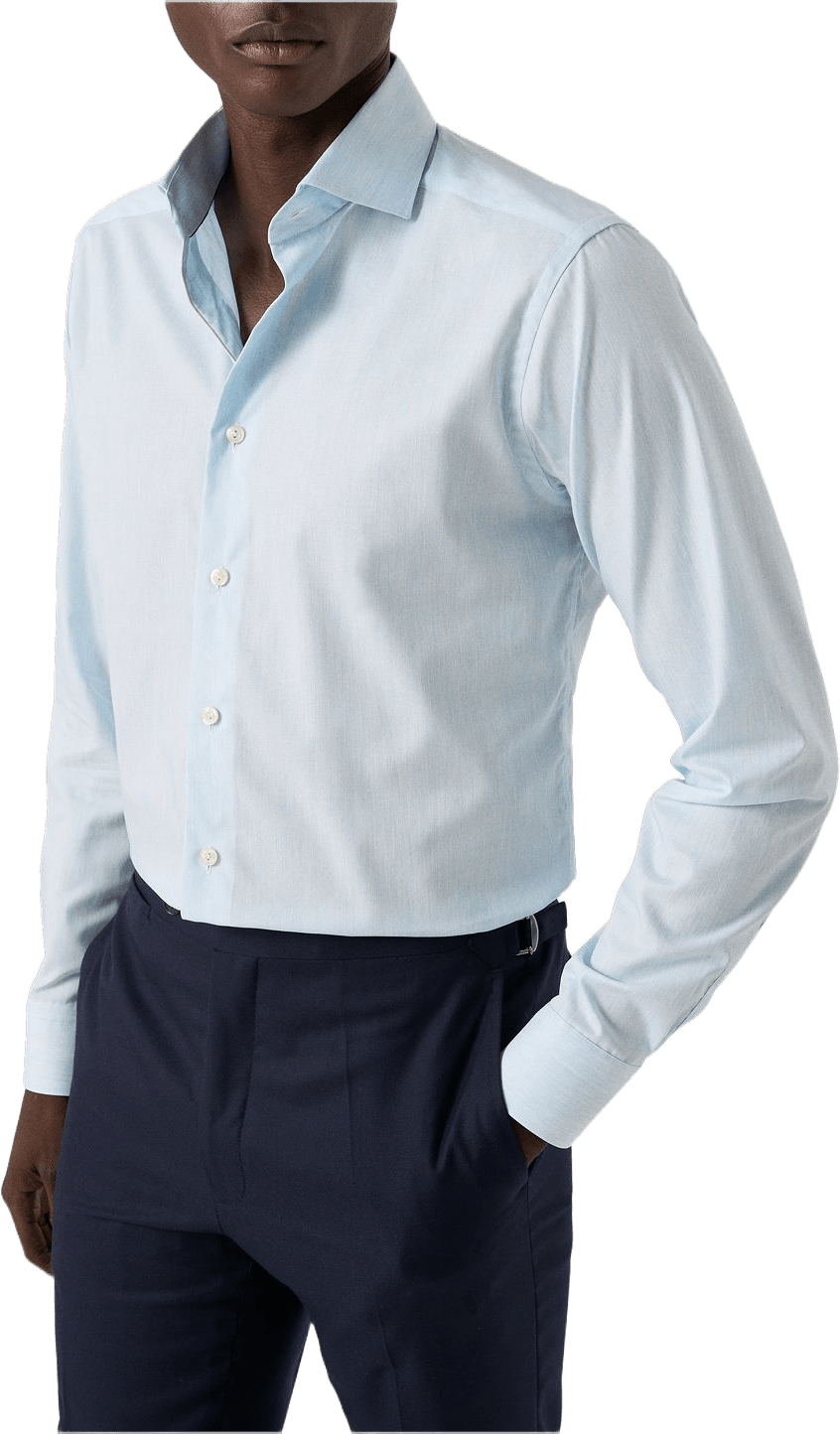 Enfärgad Fine Twill-skjorta Contemporary Fit, från Eton, i färgen light blue.