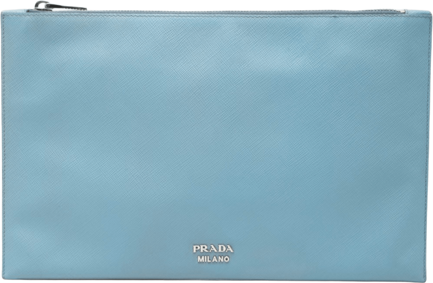 Prada Saffiano Clutch, från Luxclusif, i färgen light blue.