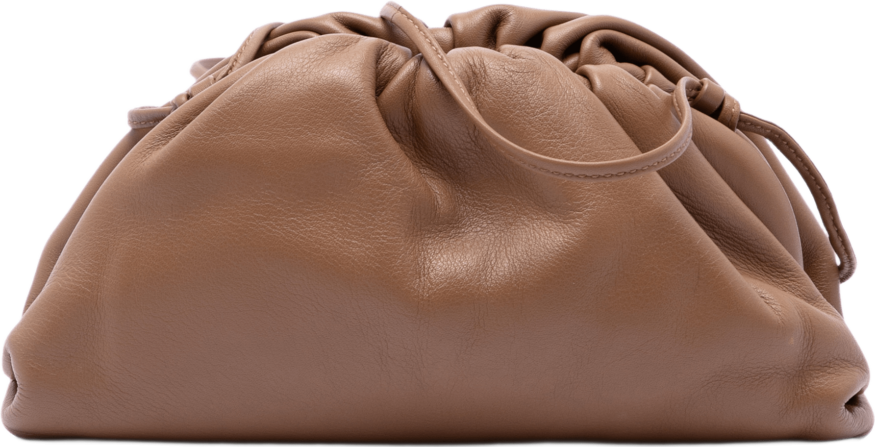 Bottega Veneta Lambskin The Mini Pouch Crossbody, från Luxclusif, i färgen brun.