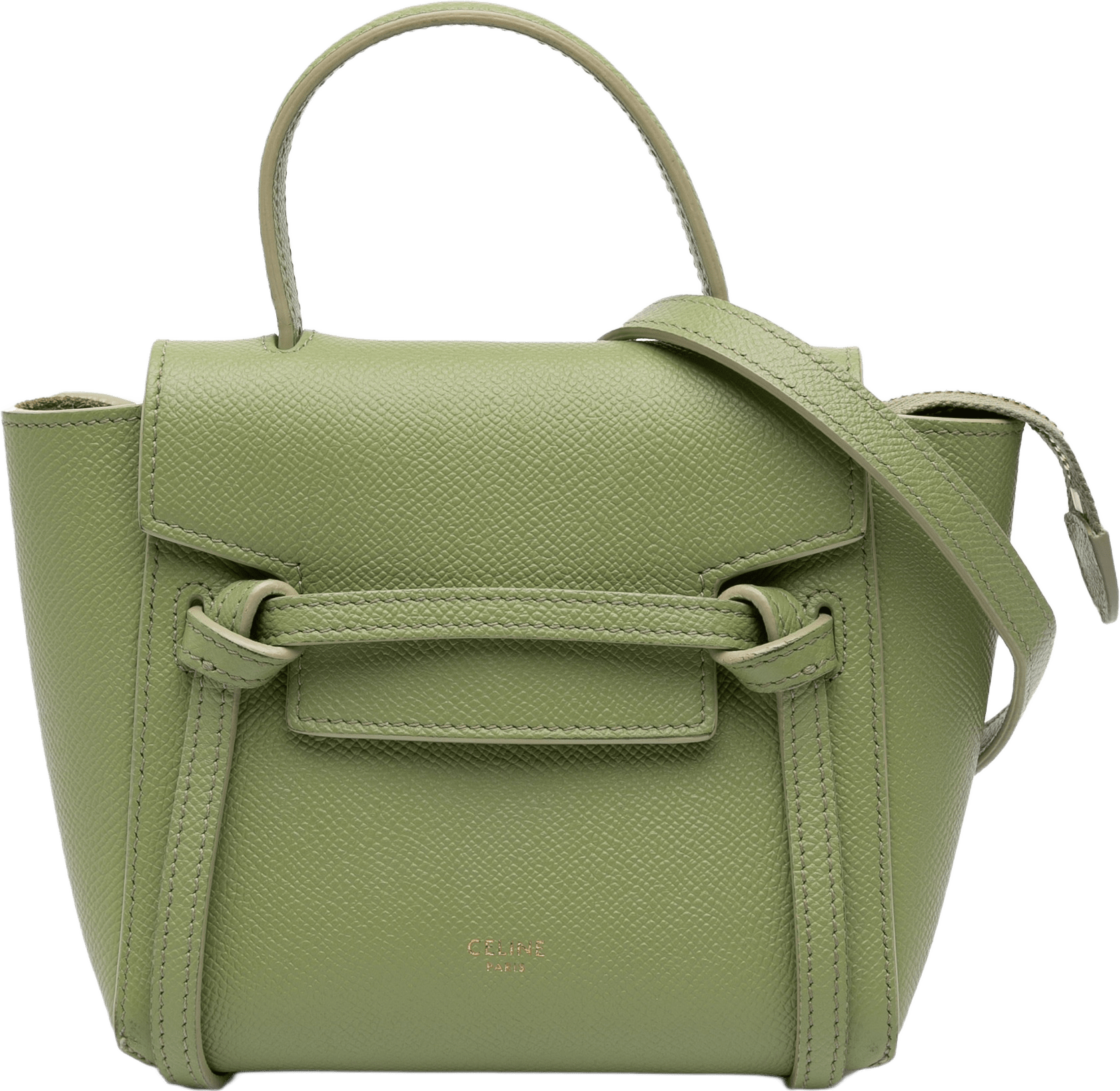 Celine Pico Grained Calfskin Belt Bag, från Luxclusif, i färgen green.