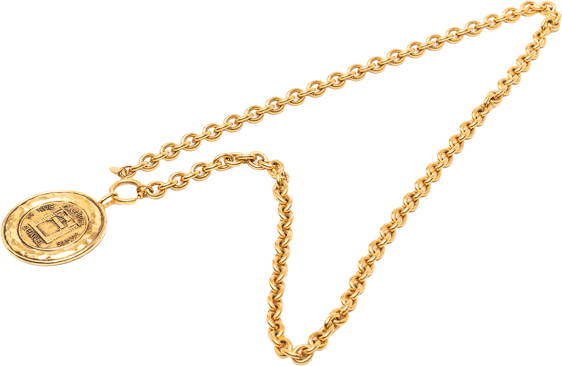 Chanel Gold Plated 31 Rue Cambon Coin Pendant Necklace, från Luxclusif, i färgen gold.