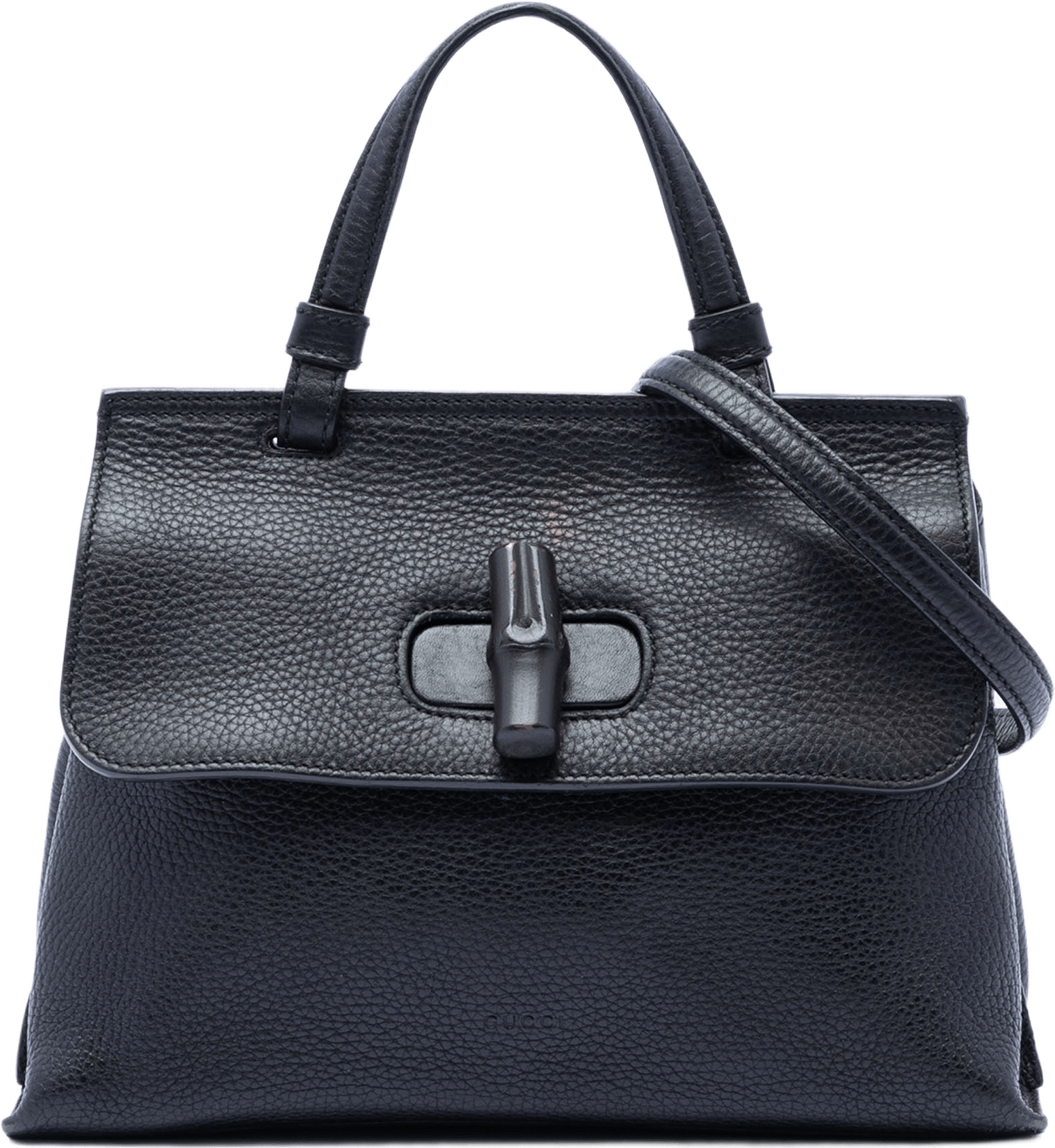 Gucci Small Leather Bamboo Daily Satchel, från Luxclusif, i färgen black.