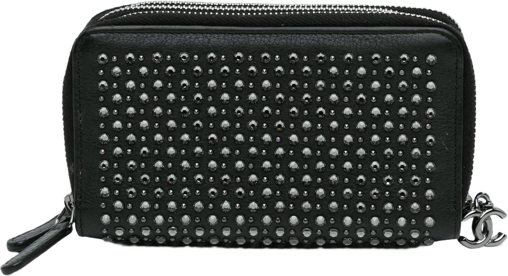 Chanel Bull Leather Studded Zip Wallet