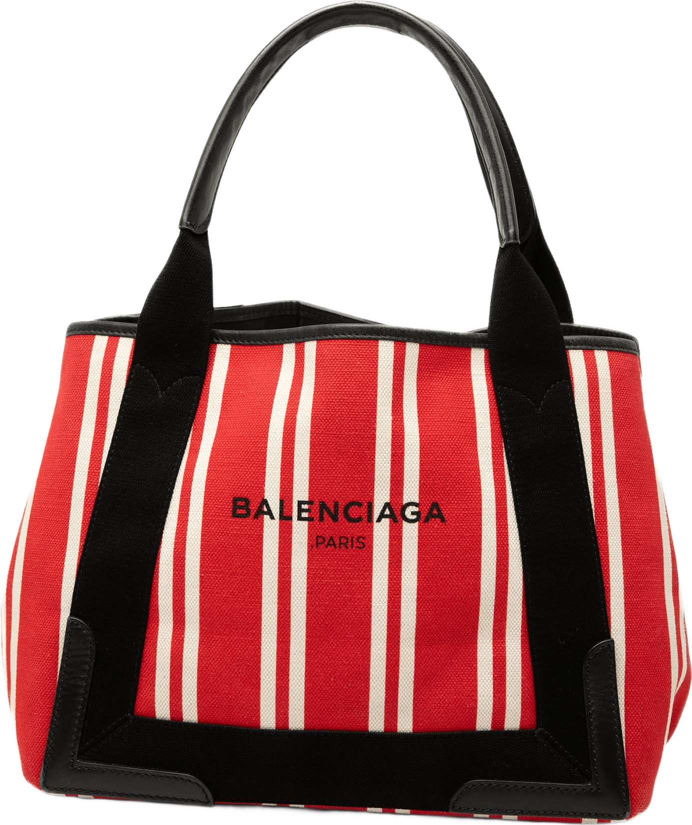 Balenciaga Canvas Striped Navy Cabas S, från Luxclusif, i färgen röd.