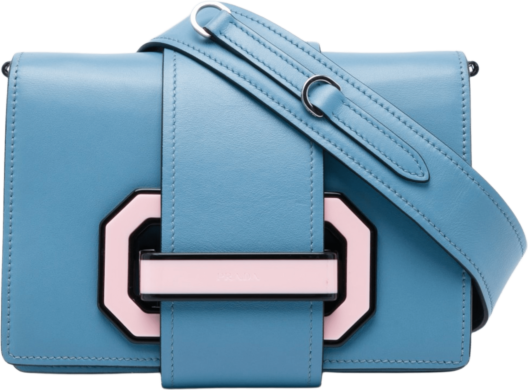 Prada City Calf Plex Ribbon Crossbody, från Luxclusif, i färgen blå.