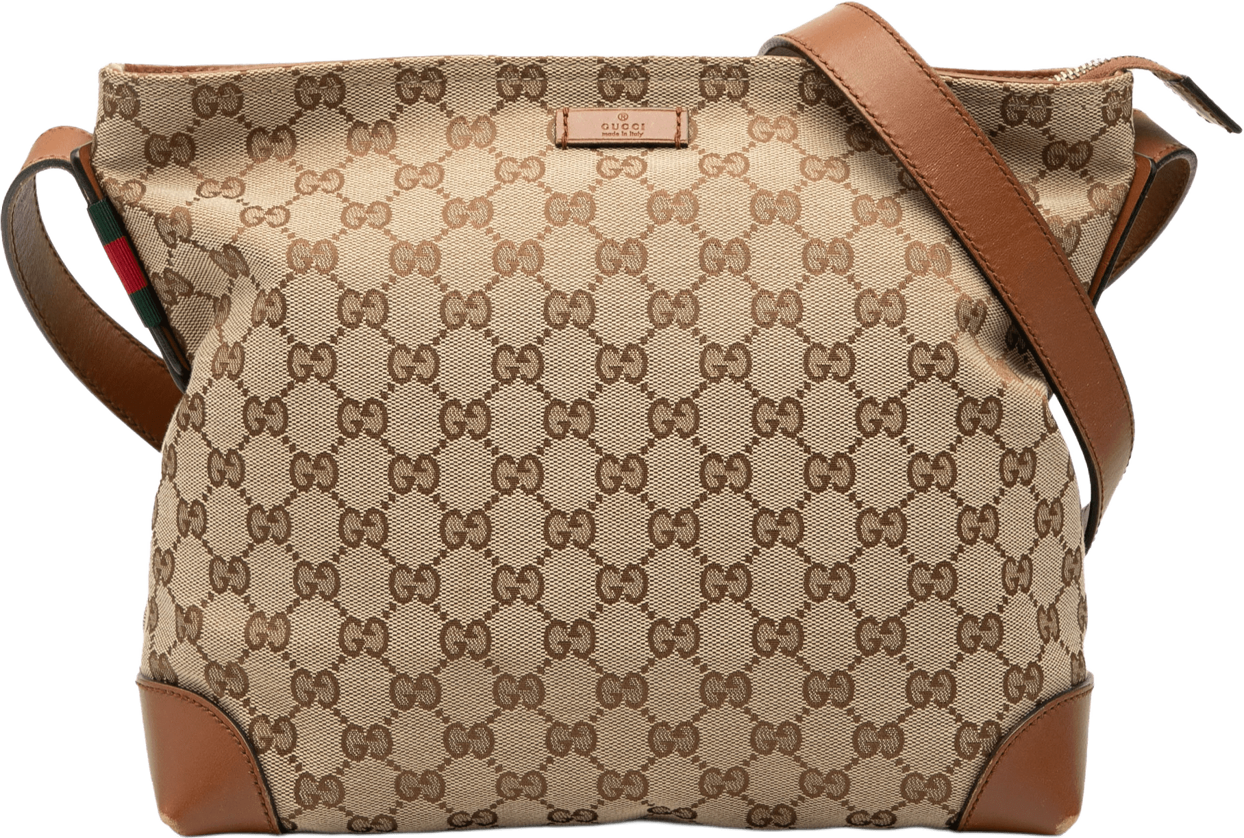 Gucci Gg Canvas Web Crossbody, från Luxclusif, i färgen beige.
