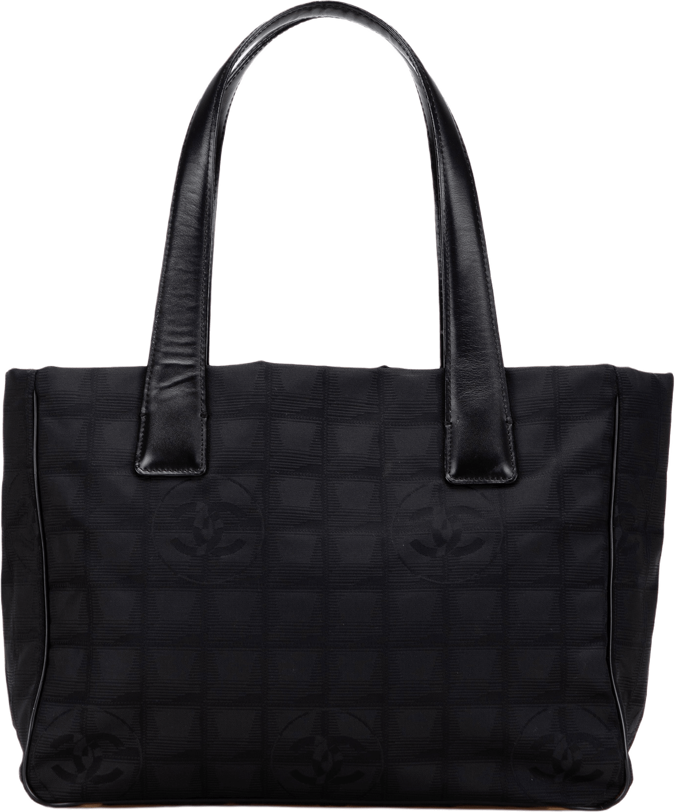 Chanel New Travel Line Nylon Tote, från Luxclusif, i färgen black.
