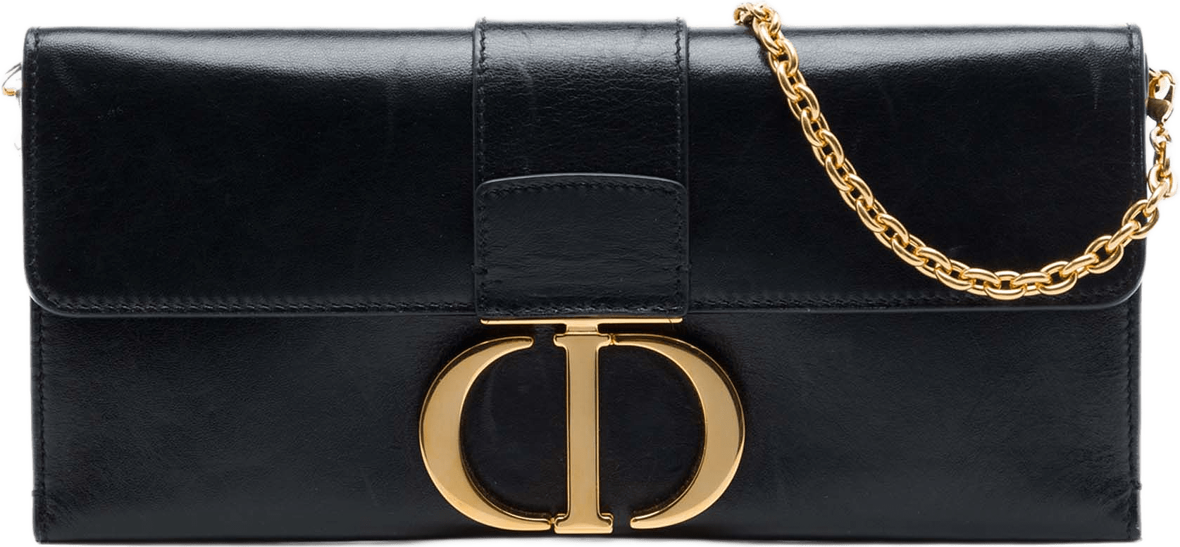 Dior Leather Montaigne 30 Clutch With Chain, från Luxclusif, i färgen svart.
