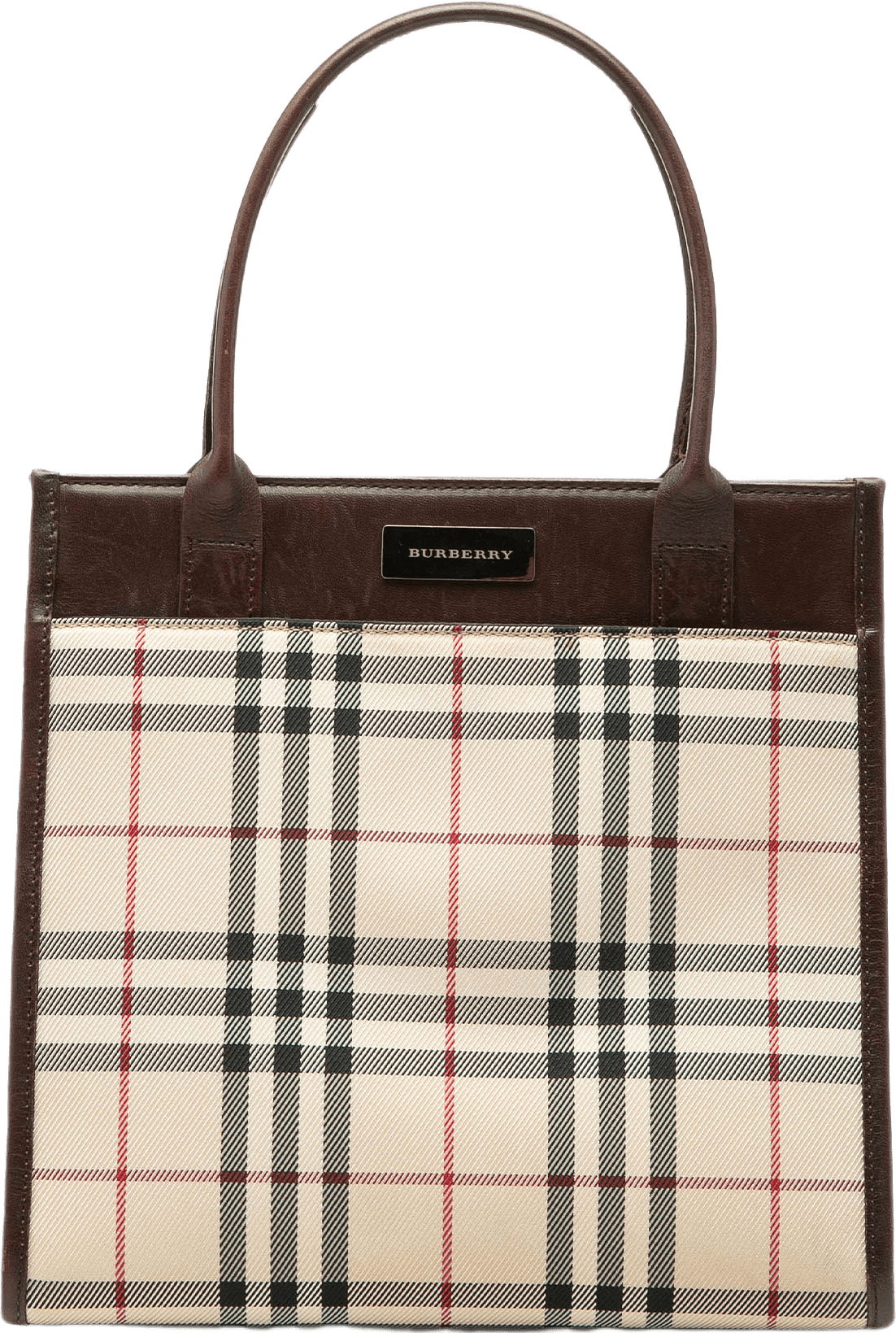Burberry House Check Canvas Handbag, från Luxclusif, i färgen beige.