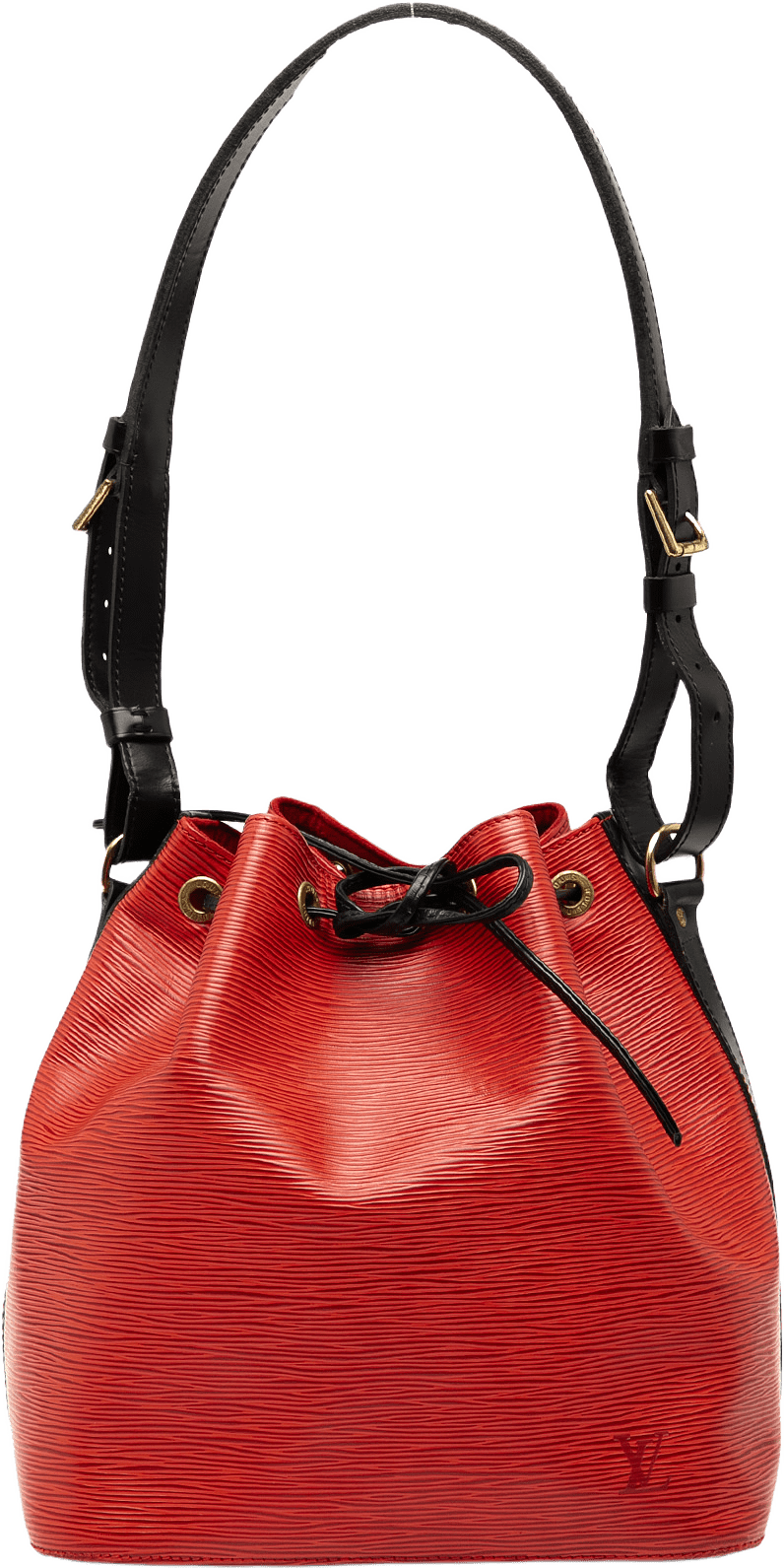 Louis Vuitton Epi Petit Bicolor Noe, från Luxclusif, i färgen red.