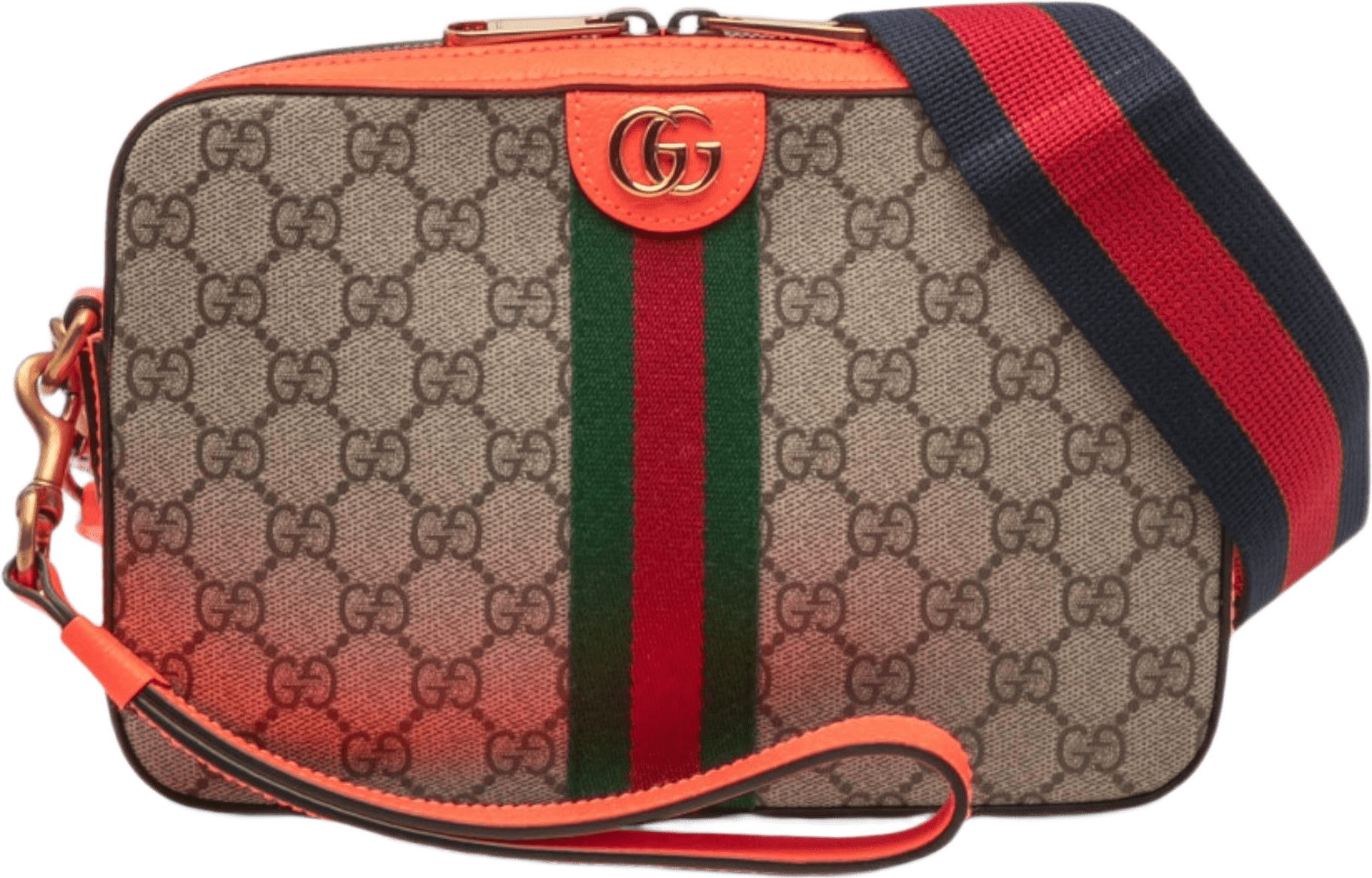 Gucci Small Gg Supreme Web Ophidia Crossbody, från Luxclusif, i färgen beige.