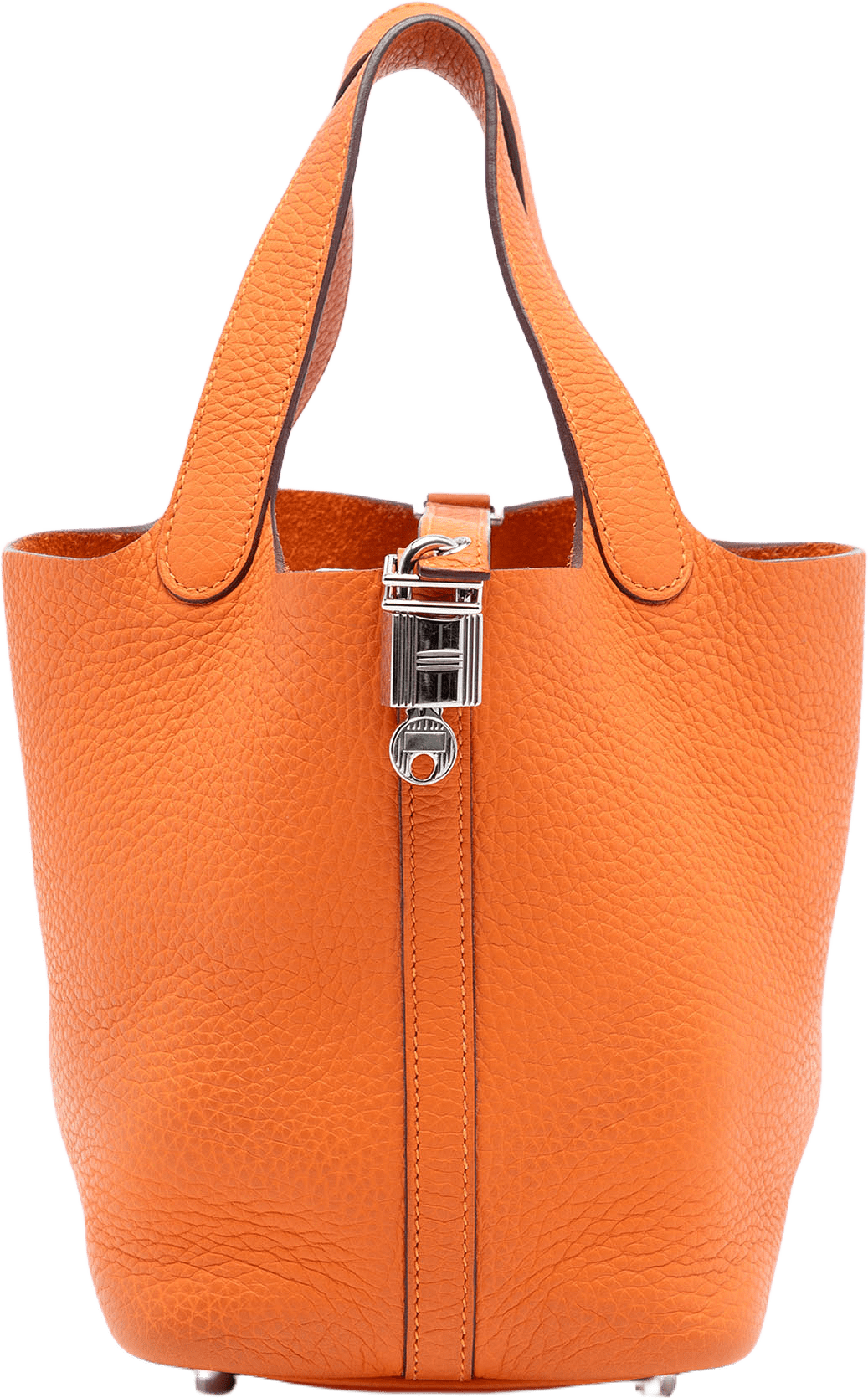 Hermès Clemence Picotin Lock 18, från Luxclusif, i färgen orange.