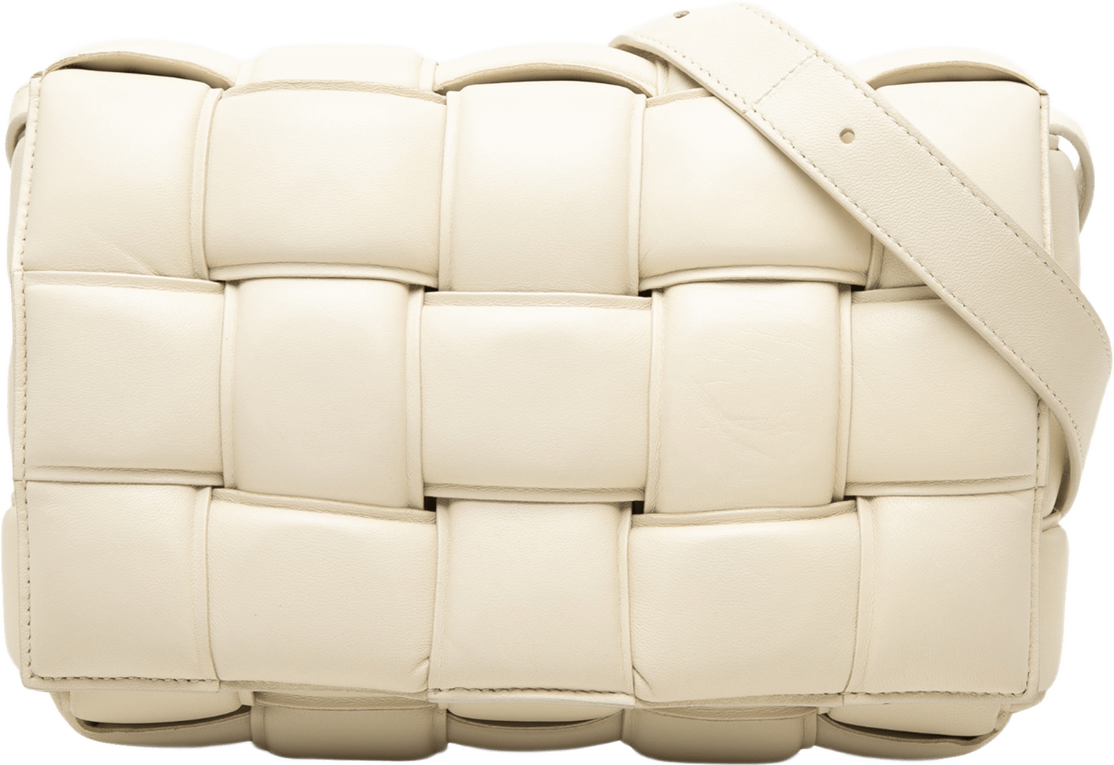Bottega Veneta Nappa Intrecciato Padded Cassette Crossbody, från Luxclusif, i färgen vit.