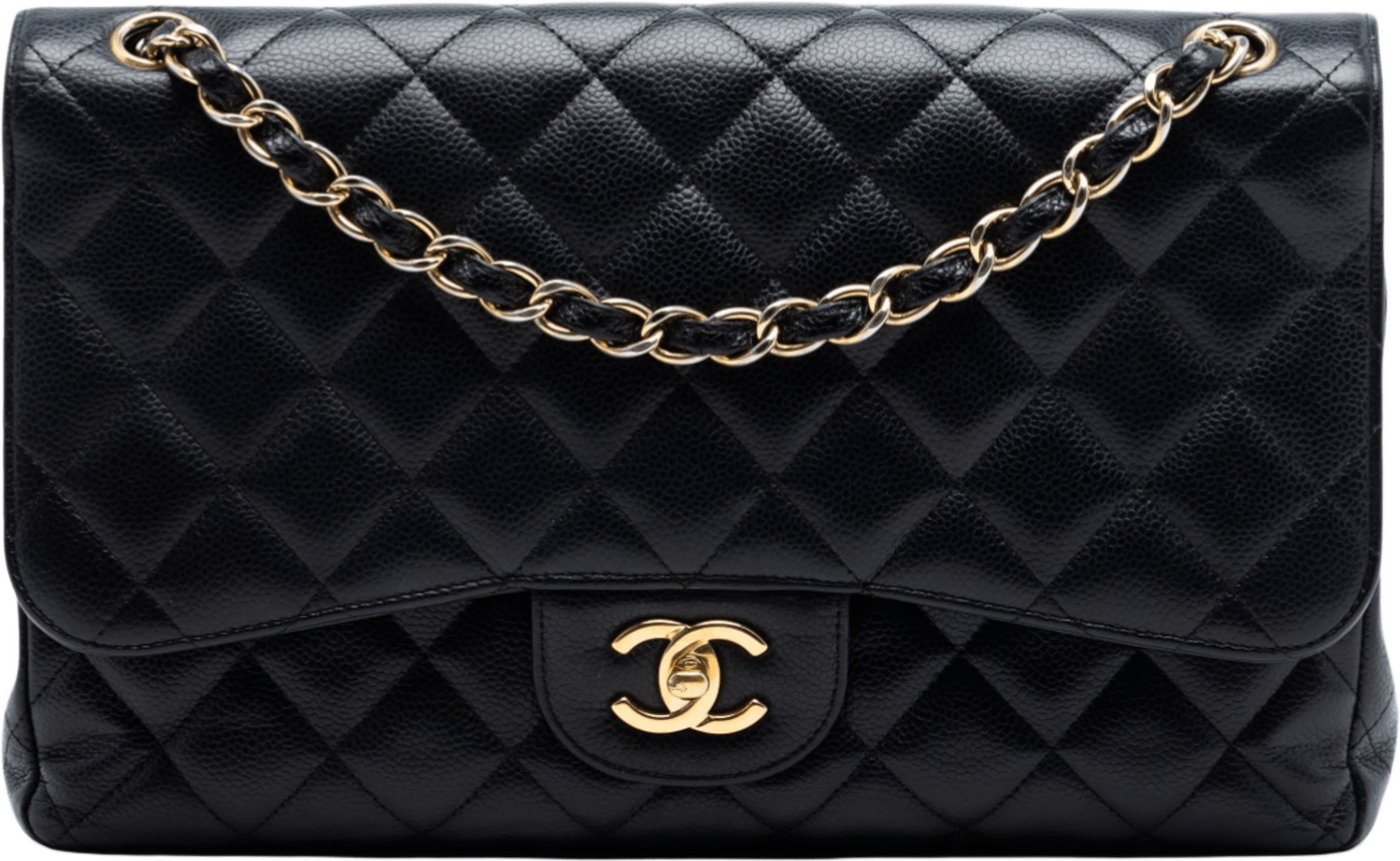 Chanel Jumbo Classic Caviar Double Flap, från Luxclusif, i färgen black.