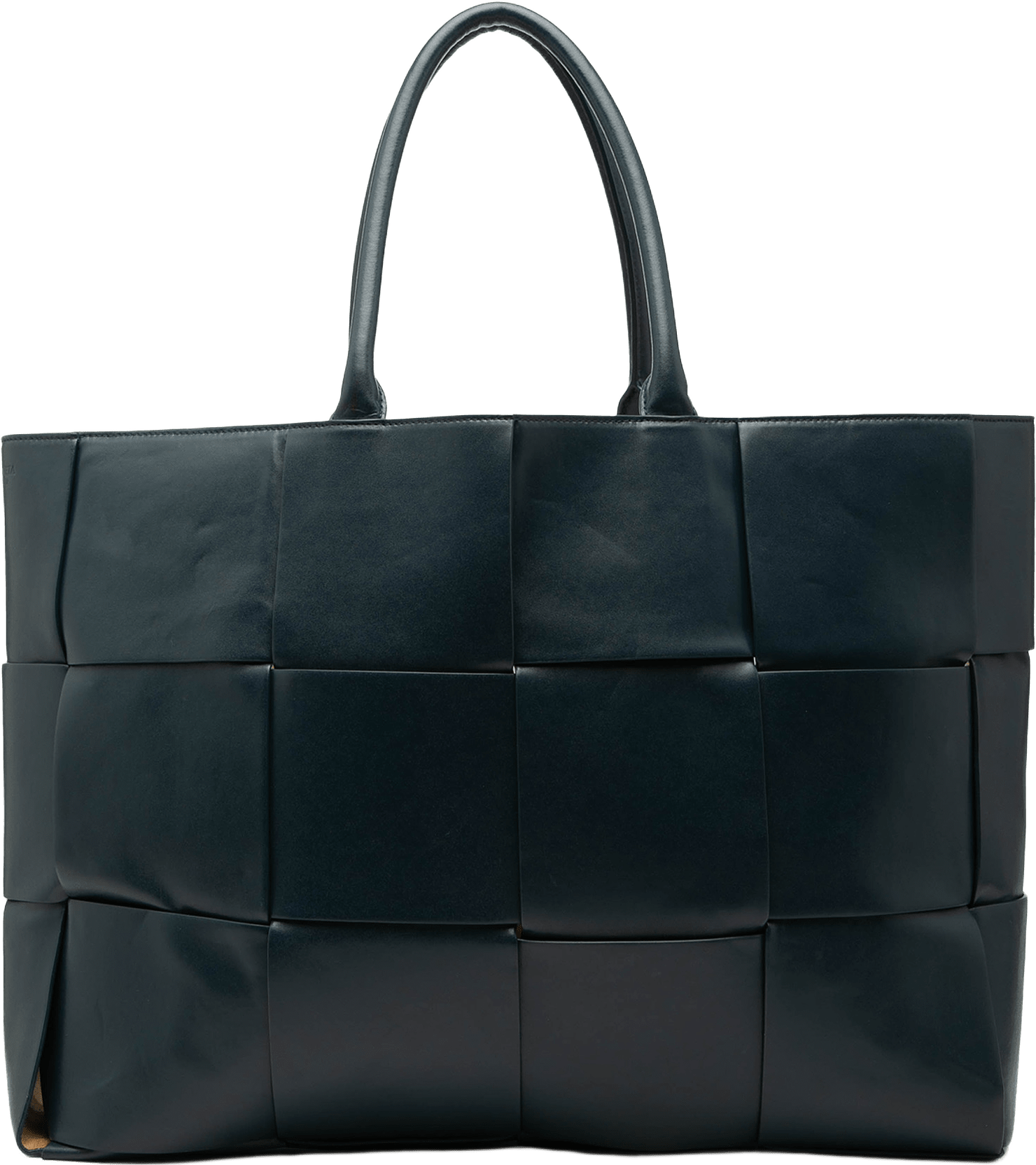 Bottega Veneta Large Leather Intrecciato The Arco Tote, från Luxclusif, i färgen navy.