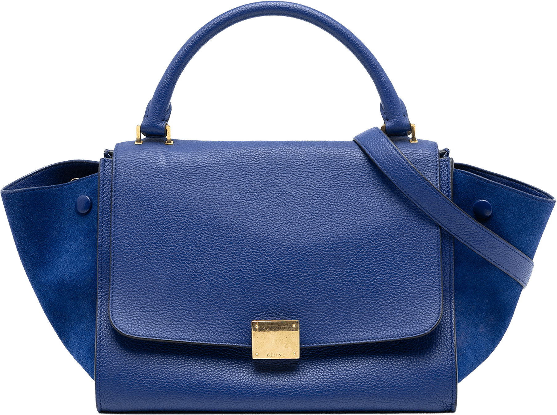 Celine Small Leather Trapeze Satchel, från Luxclusif, i färgen blue.