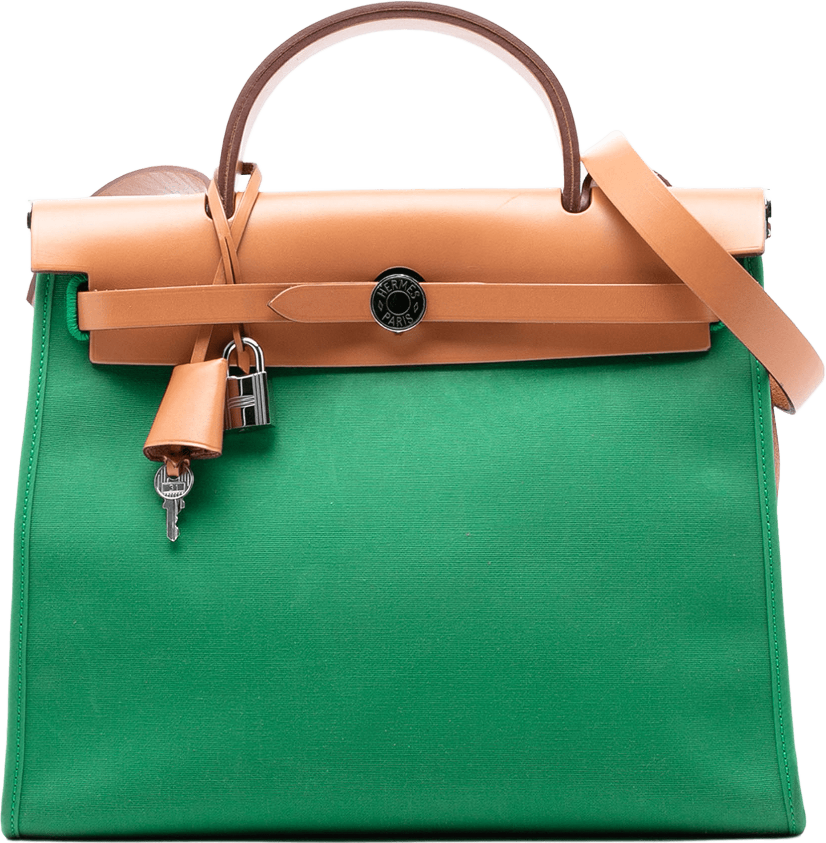 Hermès Toile Herbag Zip 31, från Luxclusif, i färgen green.