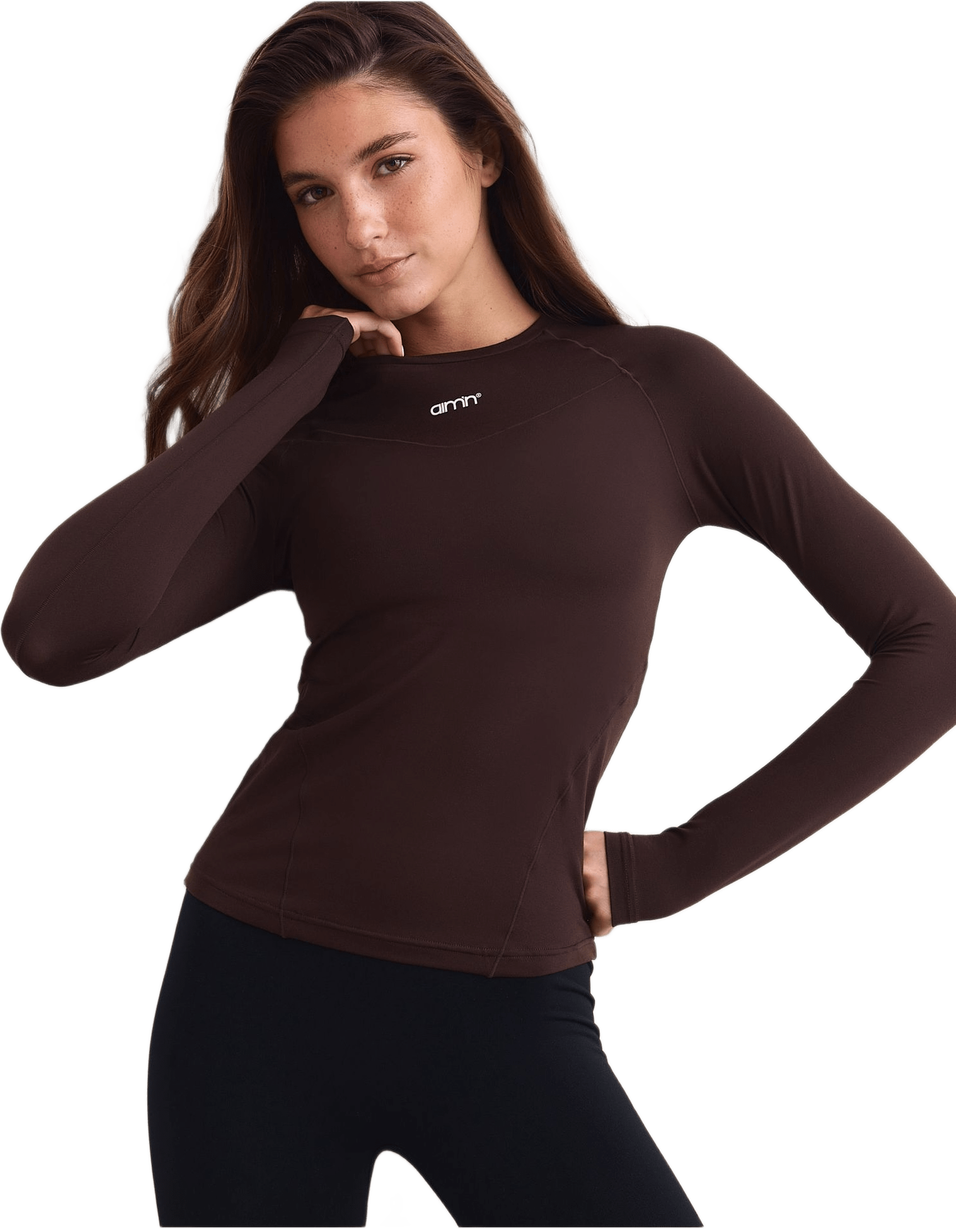 Soft Basic Long Sleeve, från aim'n, i färgen chocolate.