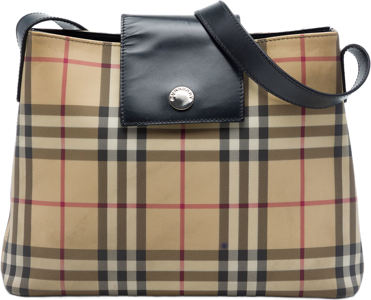Burberry House Check Coated Canvas Shoulder Bag, från Luxclusif, i färgen beige.