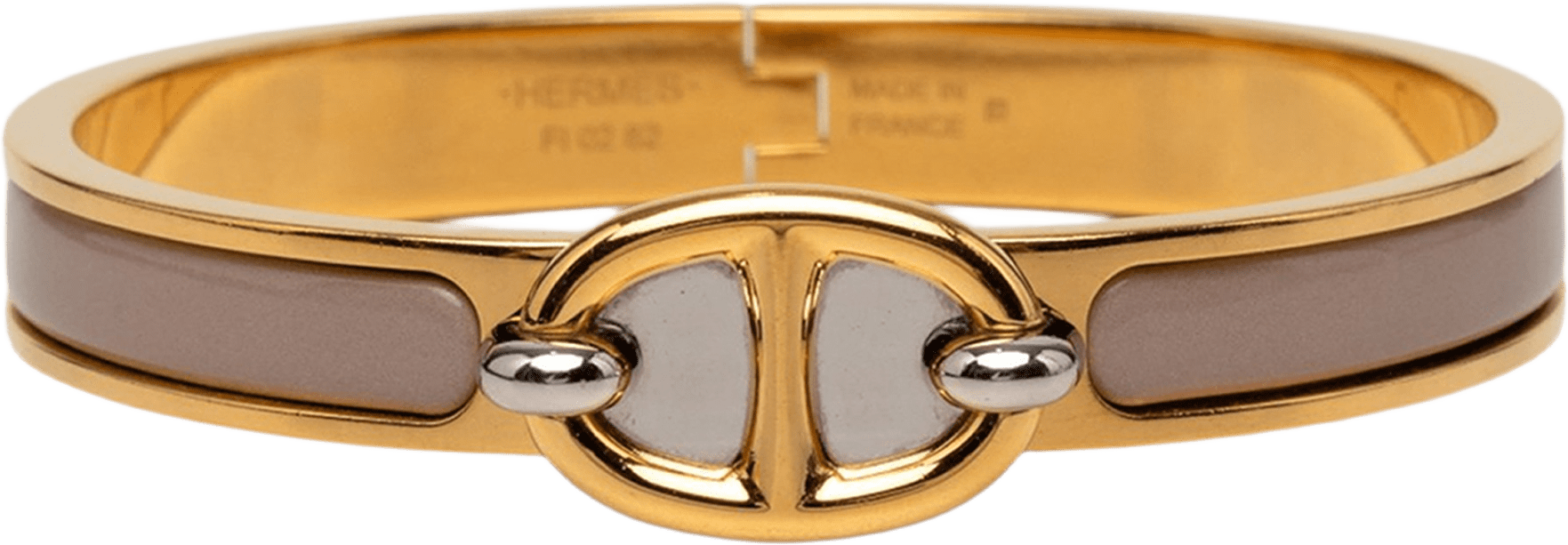 Hermès Mini Enamel Clic Chaine D Ancre Bracelet Pm, från Luxclusif, i färgen taupe.