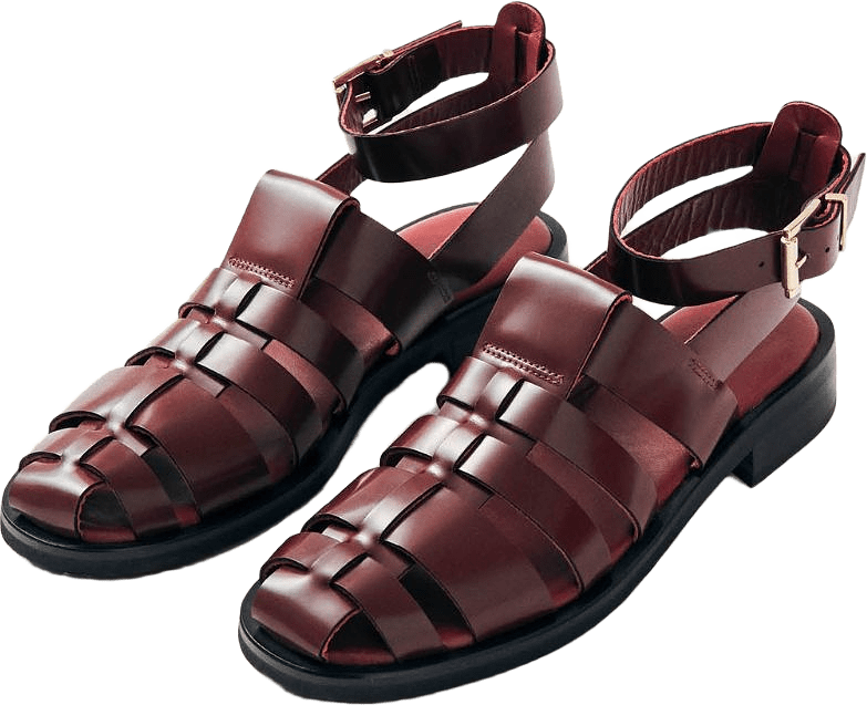 Perry Sleek Burgundy Leather Sandals