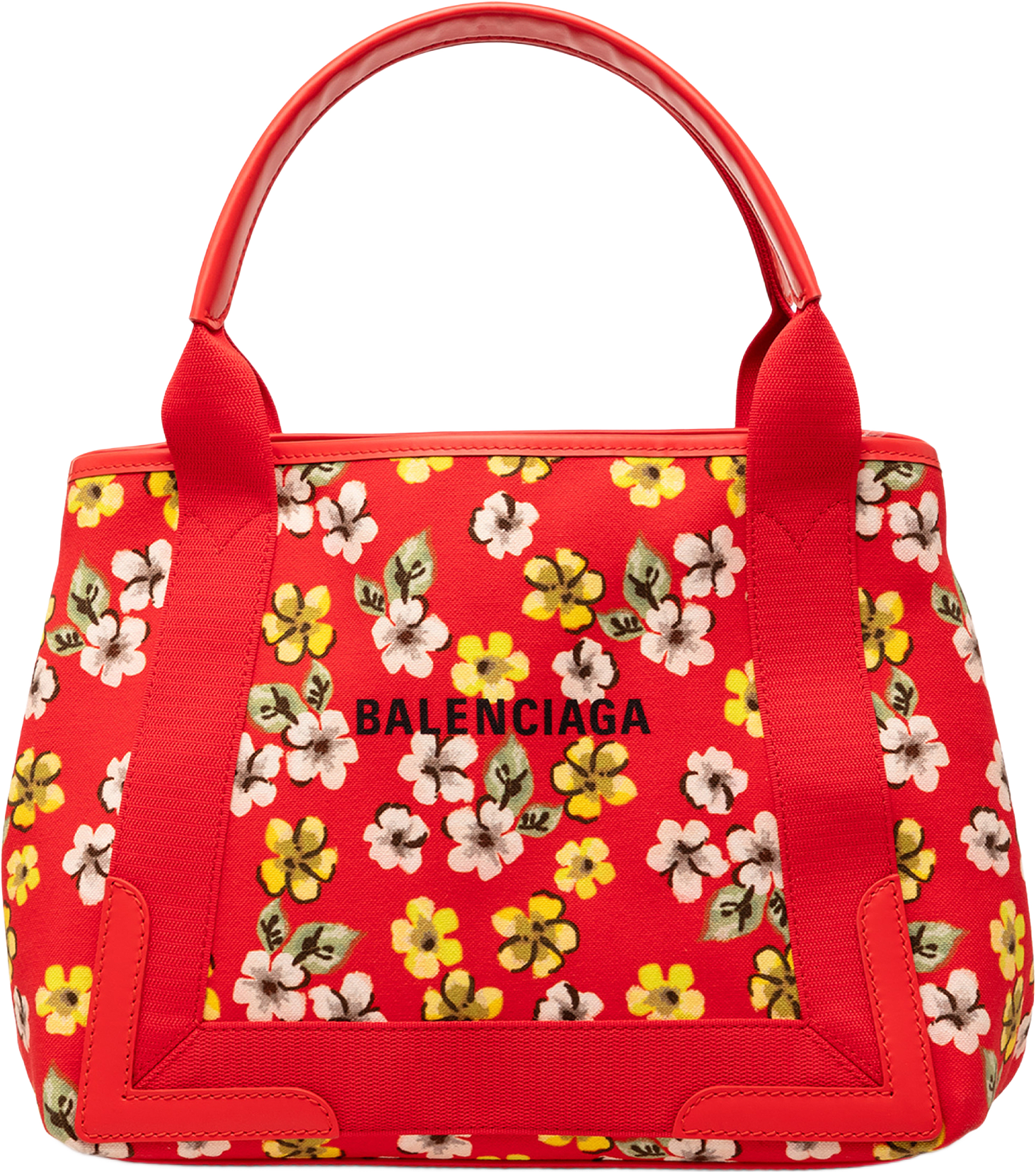 Balenciaga Canvas Floral Print Navy Cabas S, från Luxclusif, i färgen red.