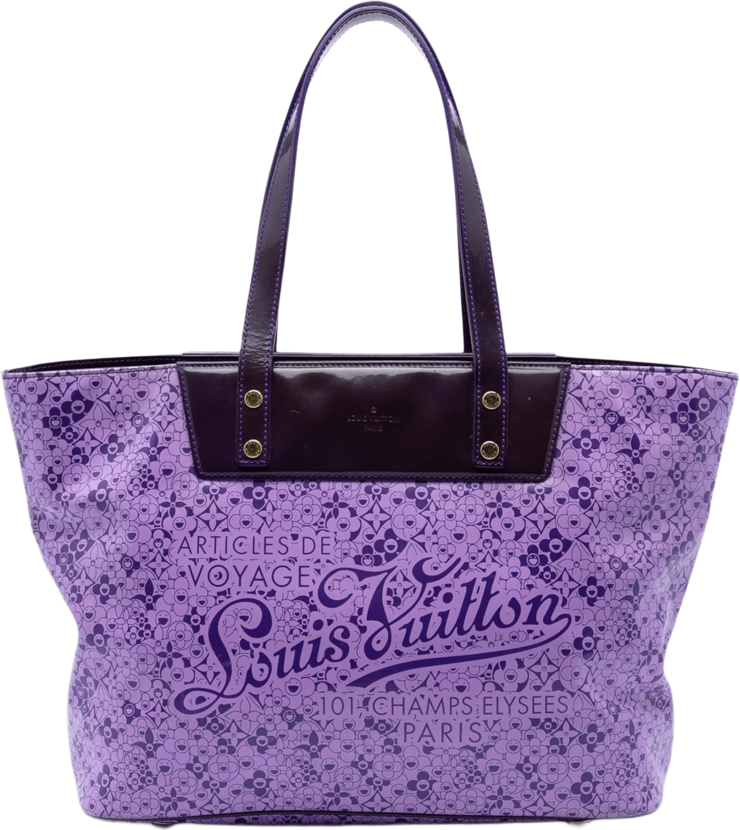 Louis Vuitton Takashi Murakami Coated Canvas Cosmic Blossom Tote Pm, från Luxclusif, i färgen purpur.