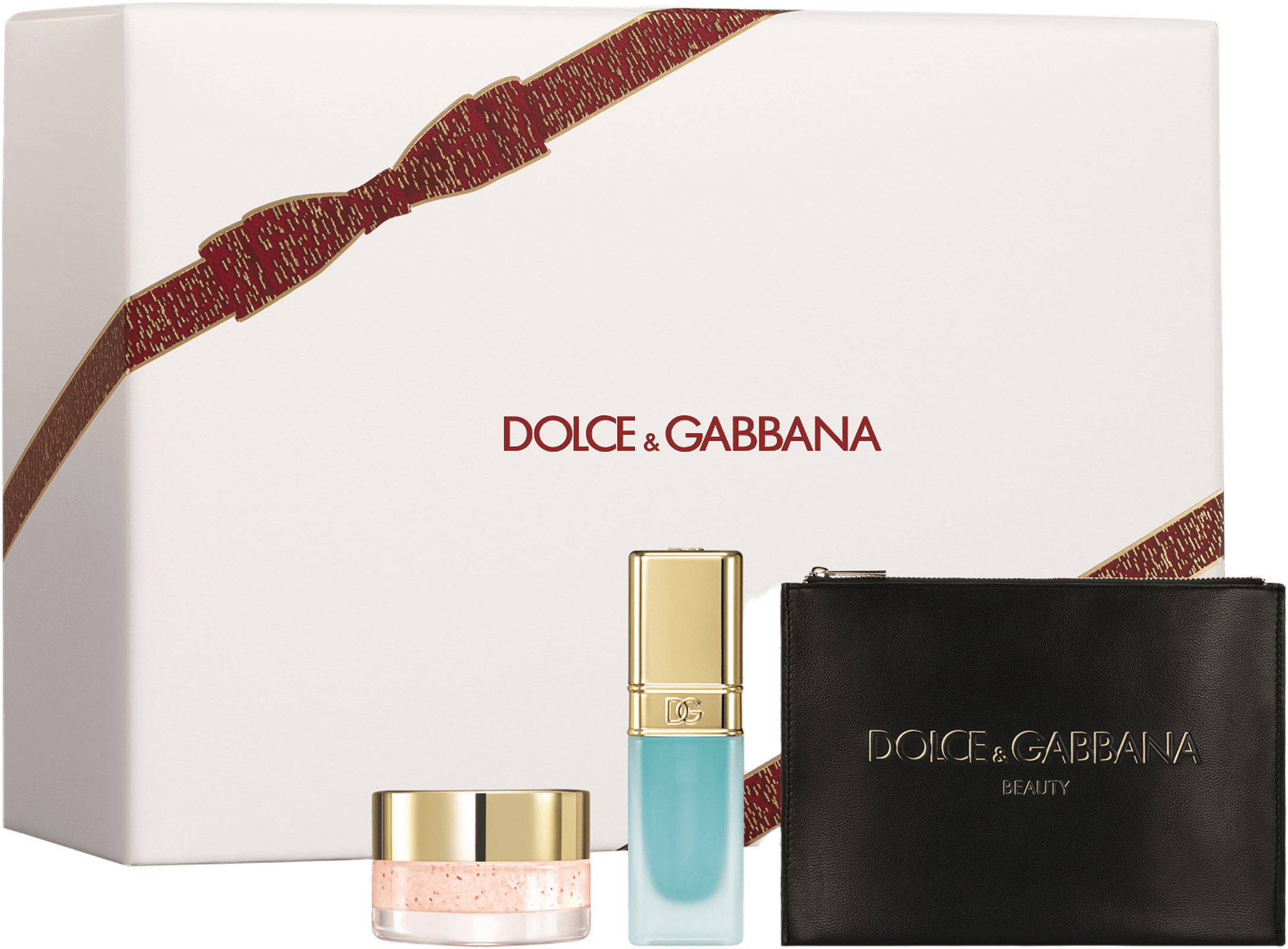 Gift Set Nouri Lip Berry Scrub 9 g + Mint Oil Lip Plumper 7 ml + Make Up Pouch, från Dolce & Gabbana.