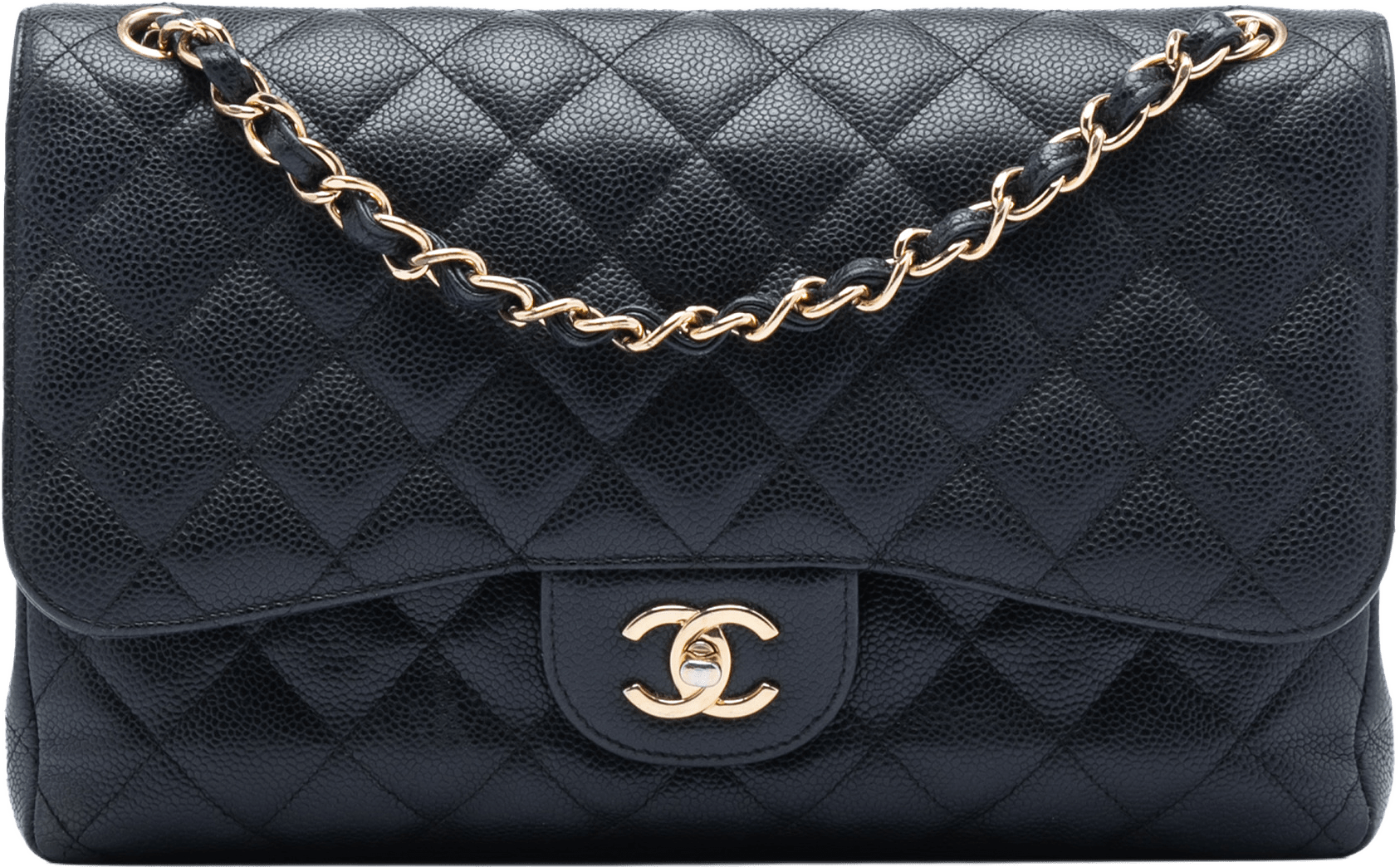 Chanel Jumbo Classic Caviar Double Flap, från Luxclusif, i färgen black.