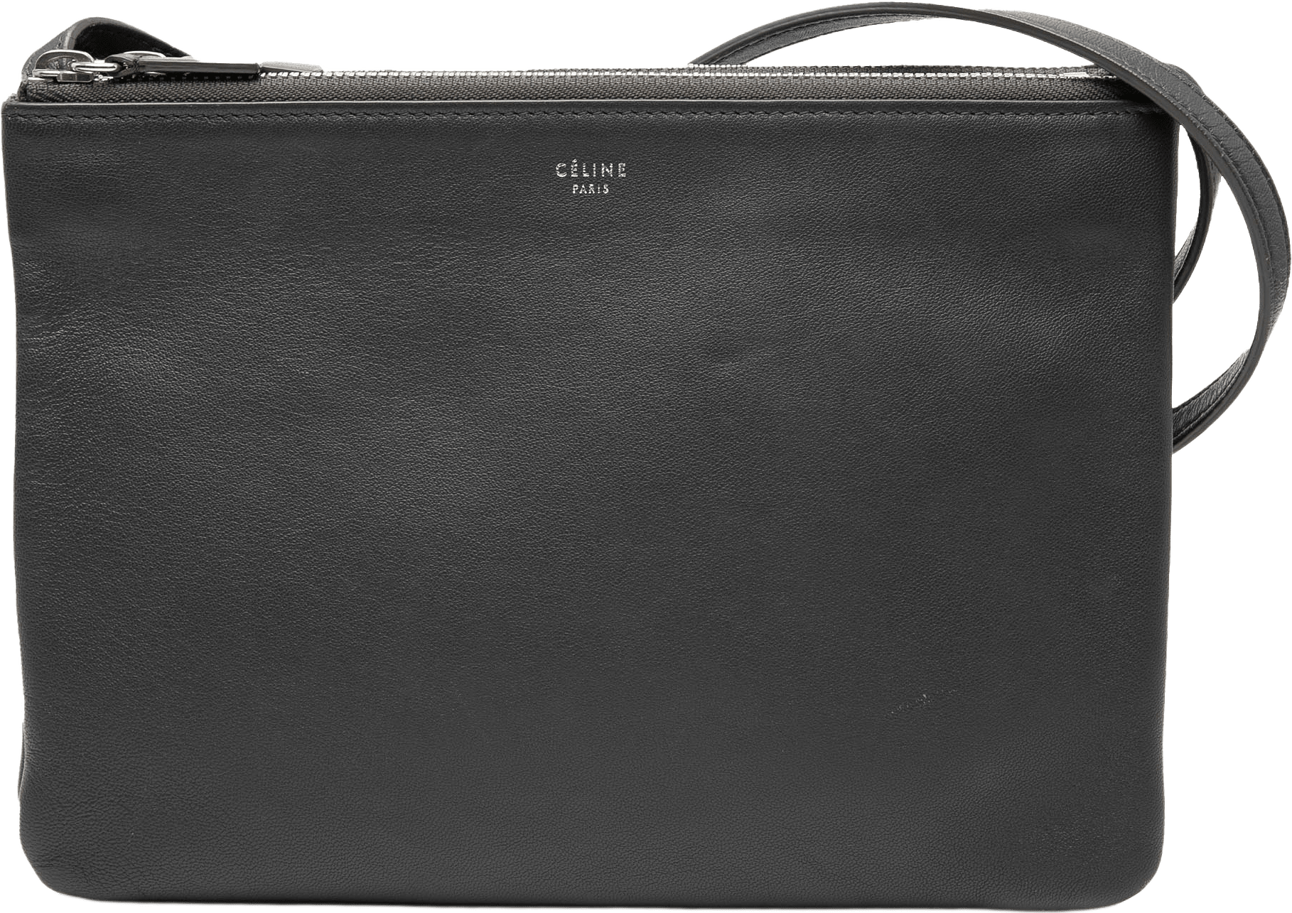 Celine Large Lambskin Trio Crossbody, från Luxclusif, i färgen black.