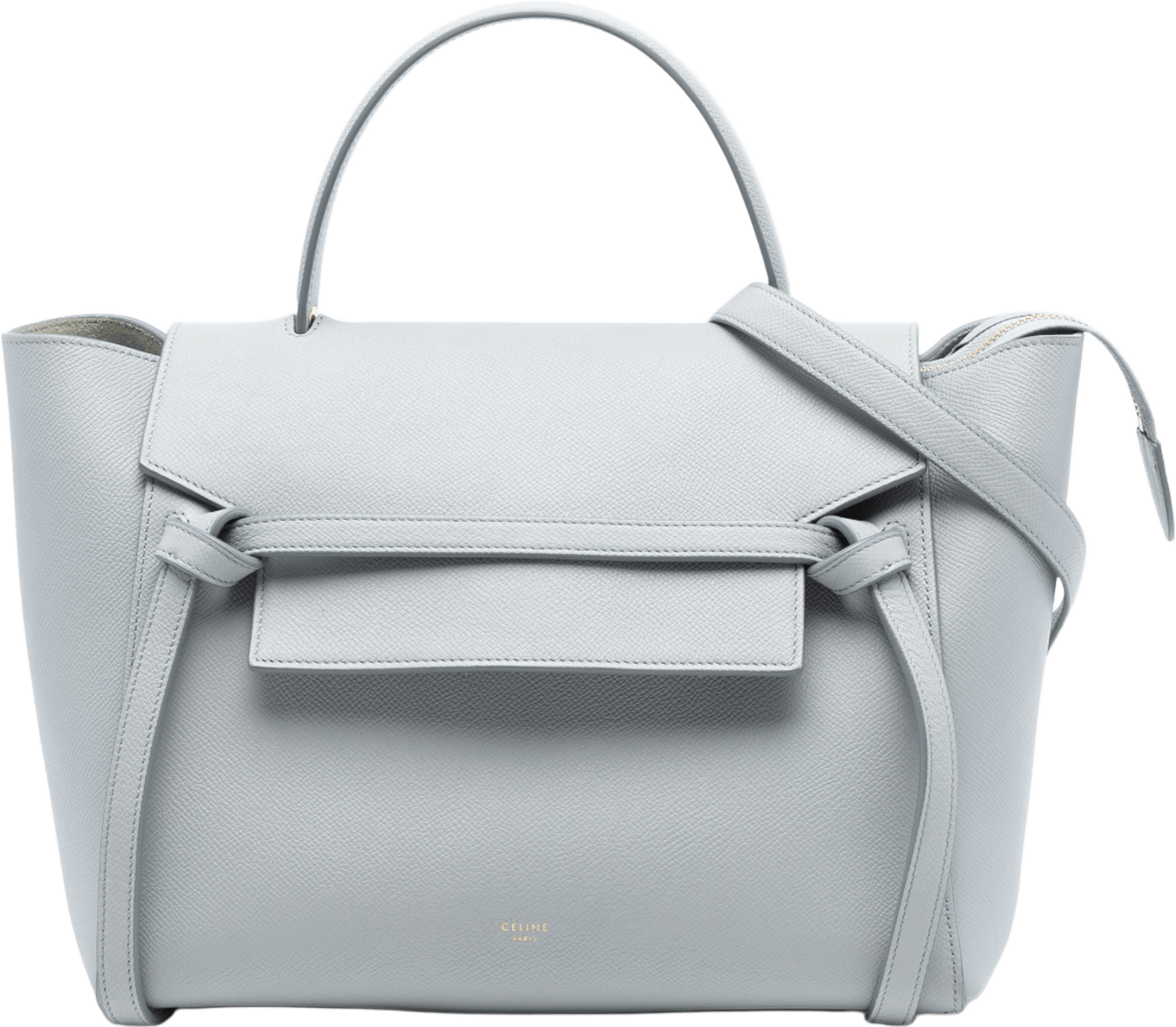 Celine Mini Grained Calfskin Belt Bag, från Luxclusif, i färgen light gray.