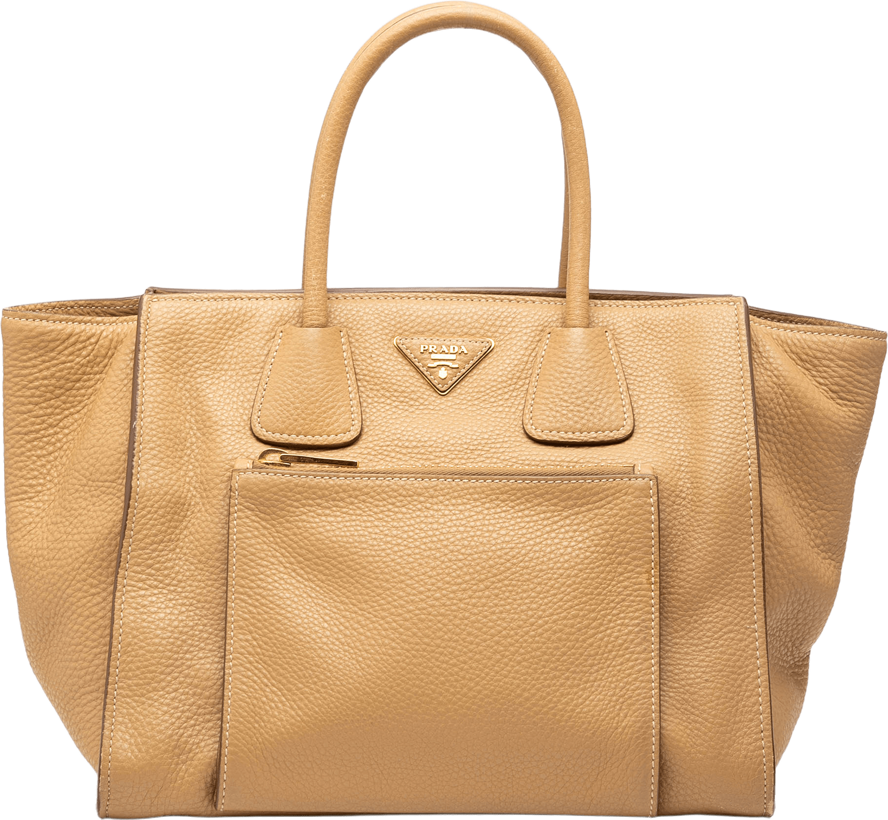 Prada Vitello Daino Front Pocket Open Convertible Tote, från Luxclusif, i färgen beige.